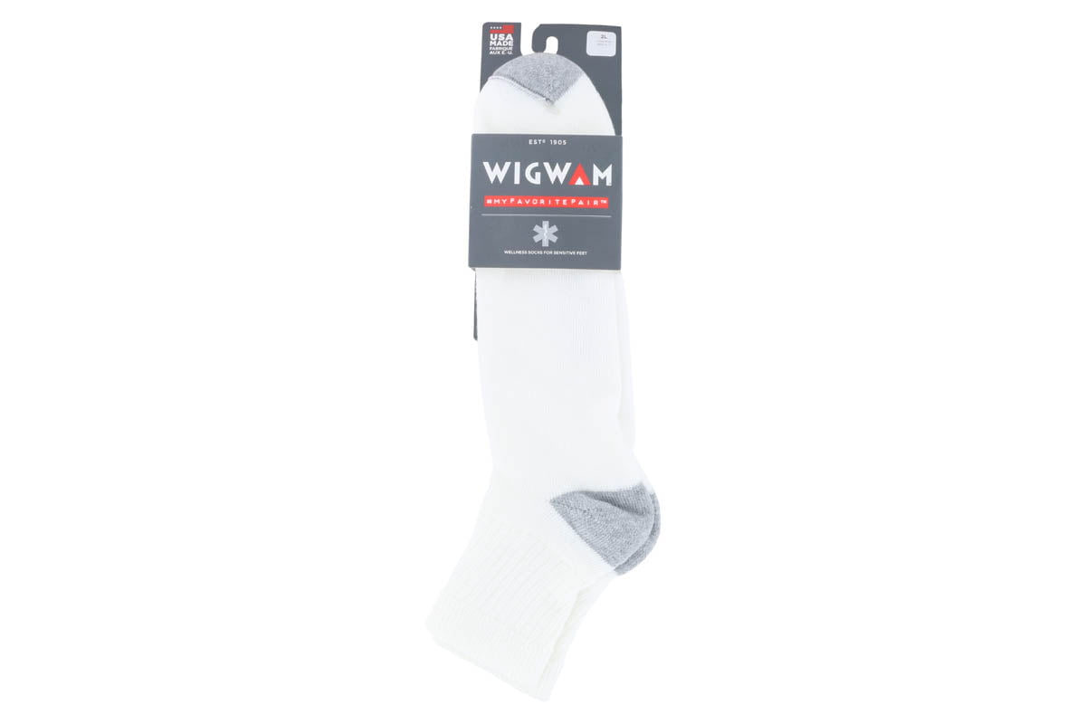 Wigwam Diabetic Sport Quarter Socks for Men & Women - White - Comfortable Athletic Socks for Running, Walking & Daily Wear
