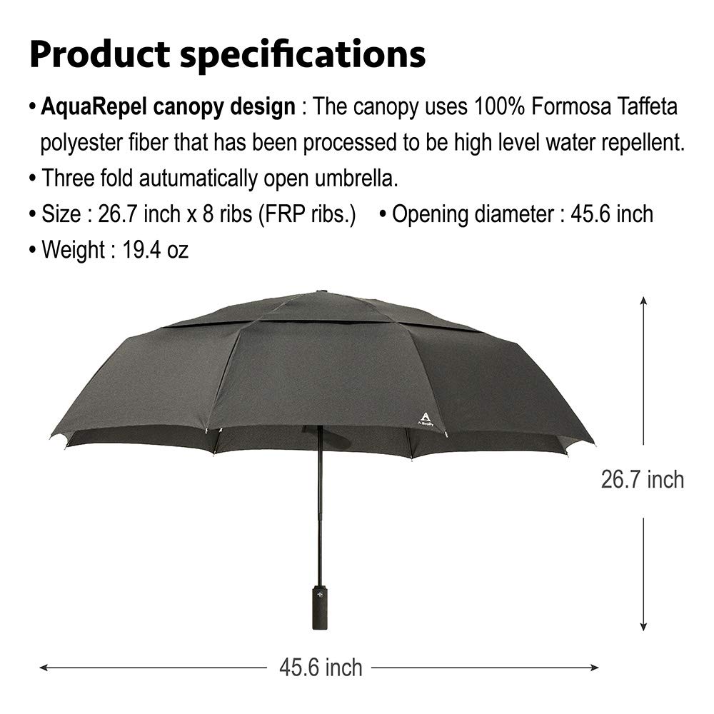 **Portobello Large 54 Inch Windproof Umbrella for Rain - Double Vented Canopy, Auto Open/Close, Heavy Duty & Sturdy, Folds to Travel Size, Fits 2 Adults - Perfect for Outdoor Events, Commuting, and Beach Trips**