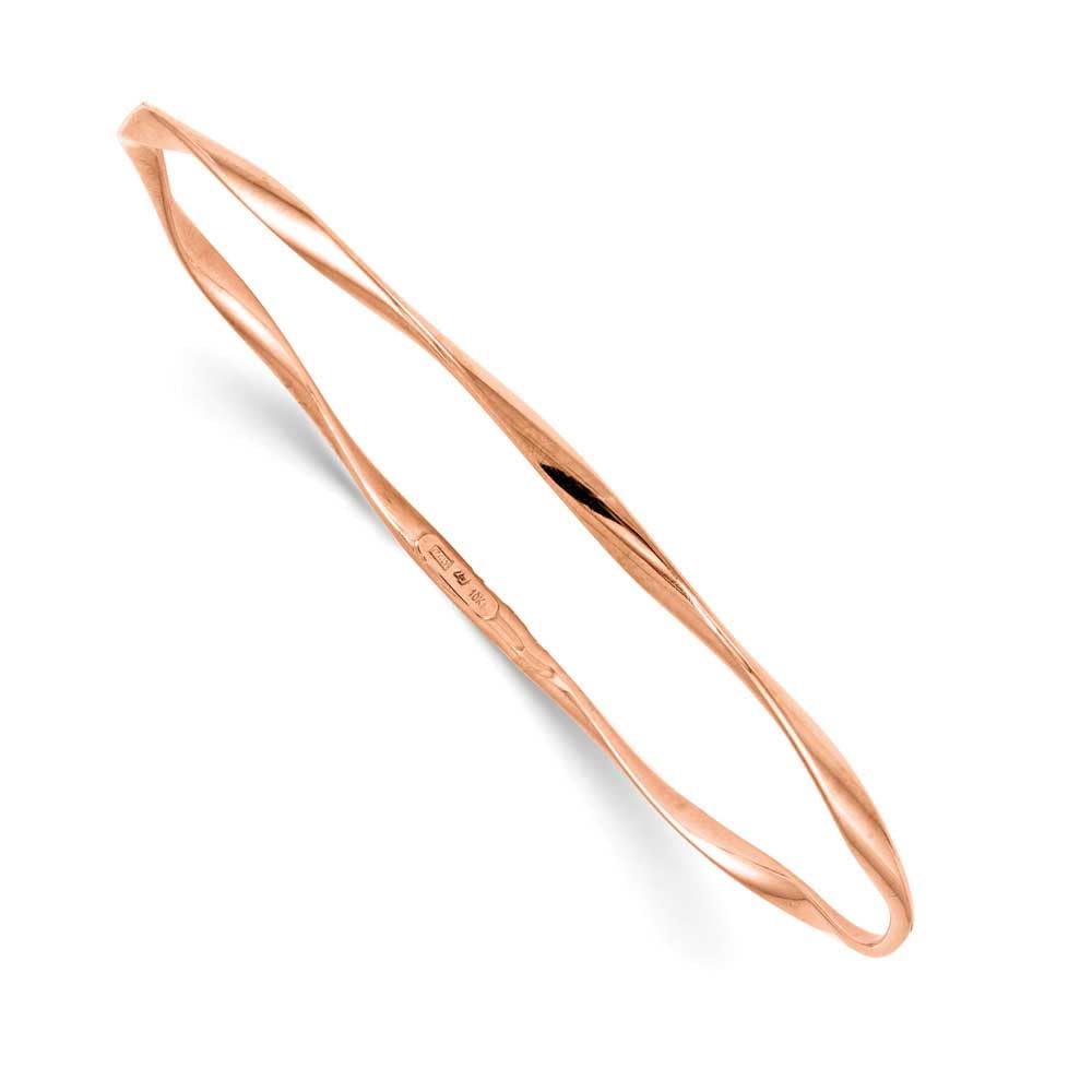 10K Rose Gold Slip-On Bangle Bracelet for Women - Elegant Adjustable Minimalist Jewelry for Everyday Wear, Parties & Special Occasions