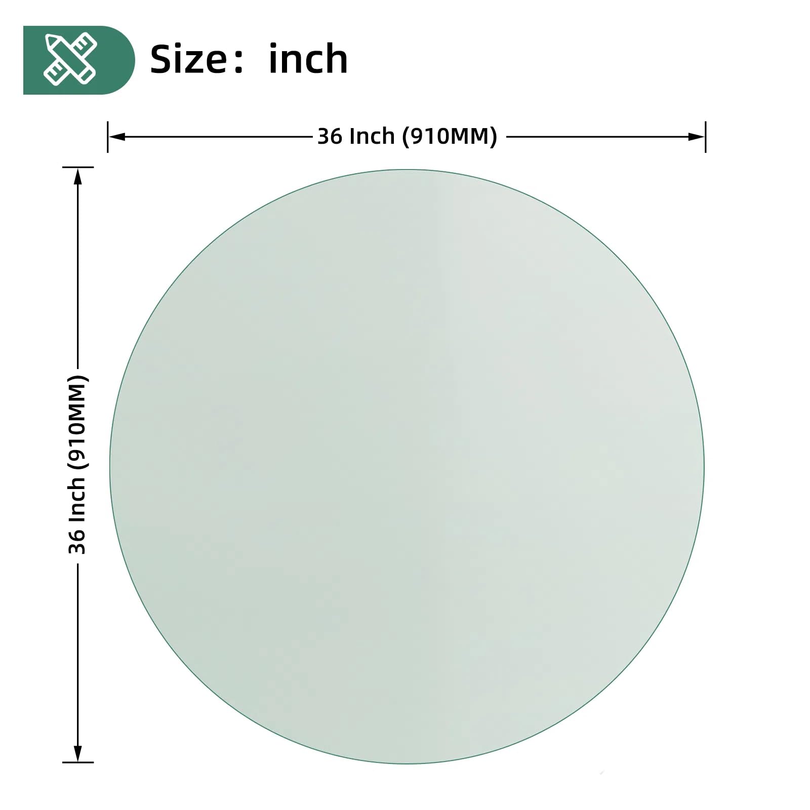 36 Inch Round Tempered Glass Tabletop - 1/2