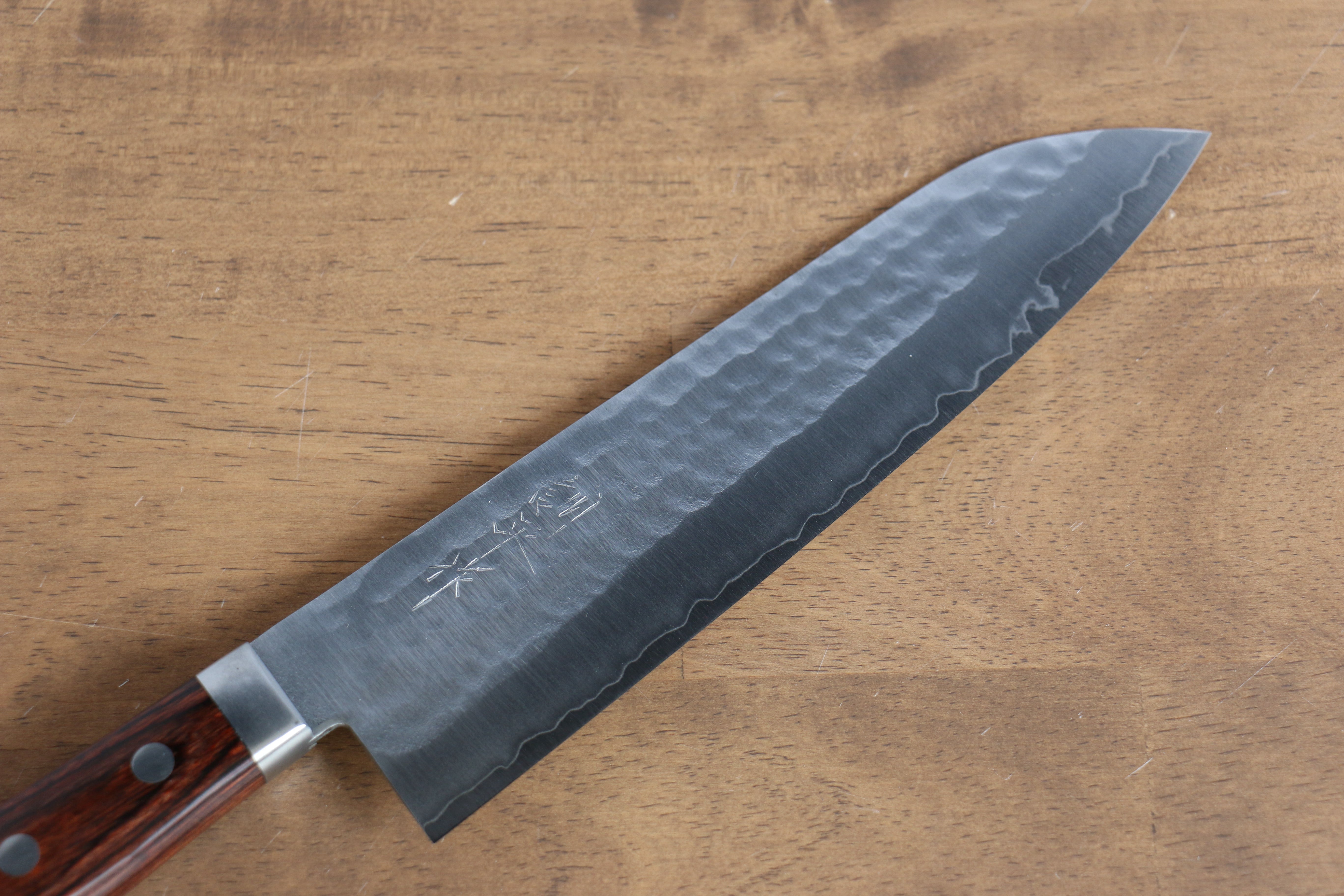 Premium Kunihira Tanzo VG1 Hammered Gyuto 180mm Japanese Chef Knife with Mahogany Handle - Perfect for Slicing, Dicing & Precision Cooking in Professional Kitchens & Home Use