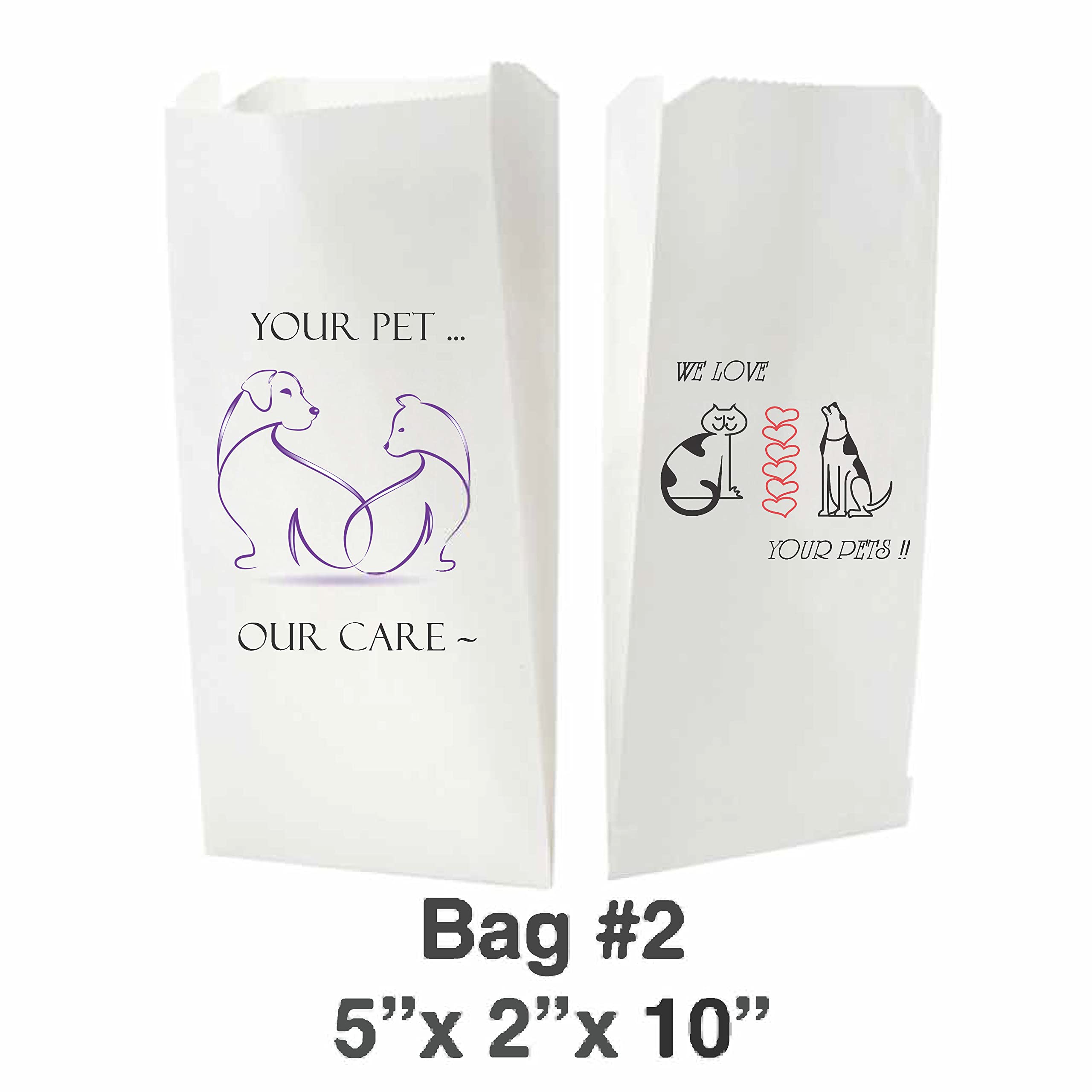 Veterinary Prescription Bags for Dogs & Cats - White Paper Pharmacy Bags with 'Your Pet Is Our Passion' Logo - Made in USA - 100 Count (Large 5x2x10) - Perfect for Vet Clinics, Animal Hospitals & Pet Pharmacies