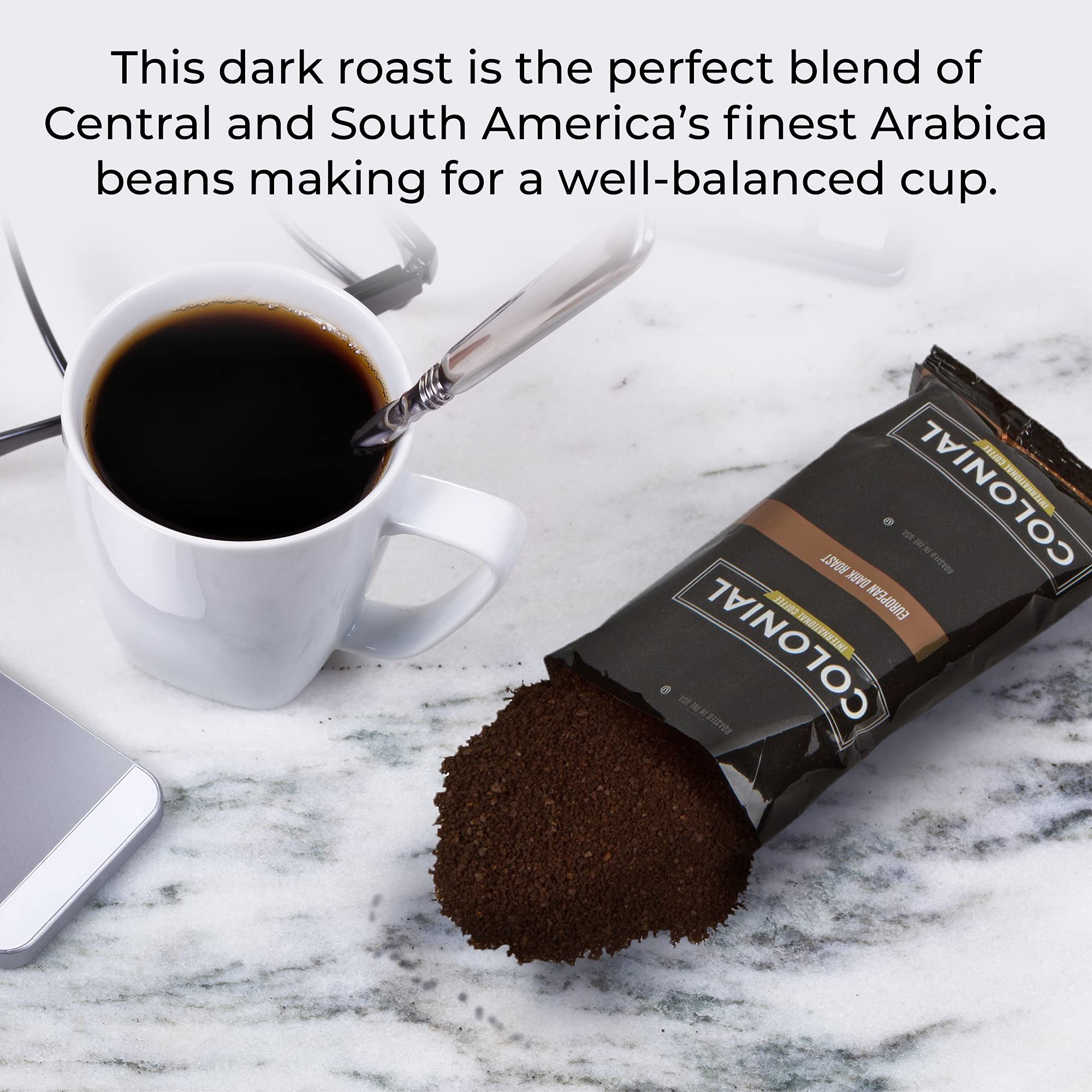 Premium Colonial Coffee Packets - 100 Pack of 2.5 oz Pre-Ground European Dark Roast Coffee Bags | Perfect for Offices, Restaurants & Home Brewing
