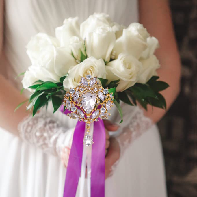 Seven Wolves Rhinestone Crystal Crown Brooches for Women Dresses - Elegant Party Accessories