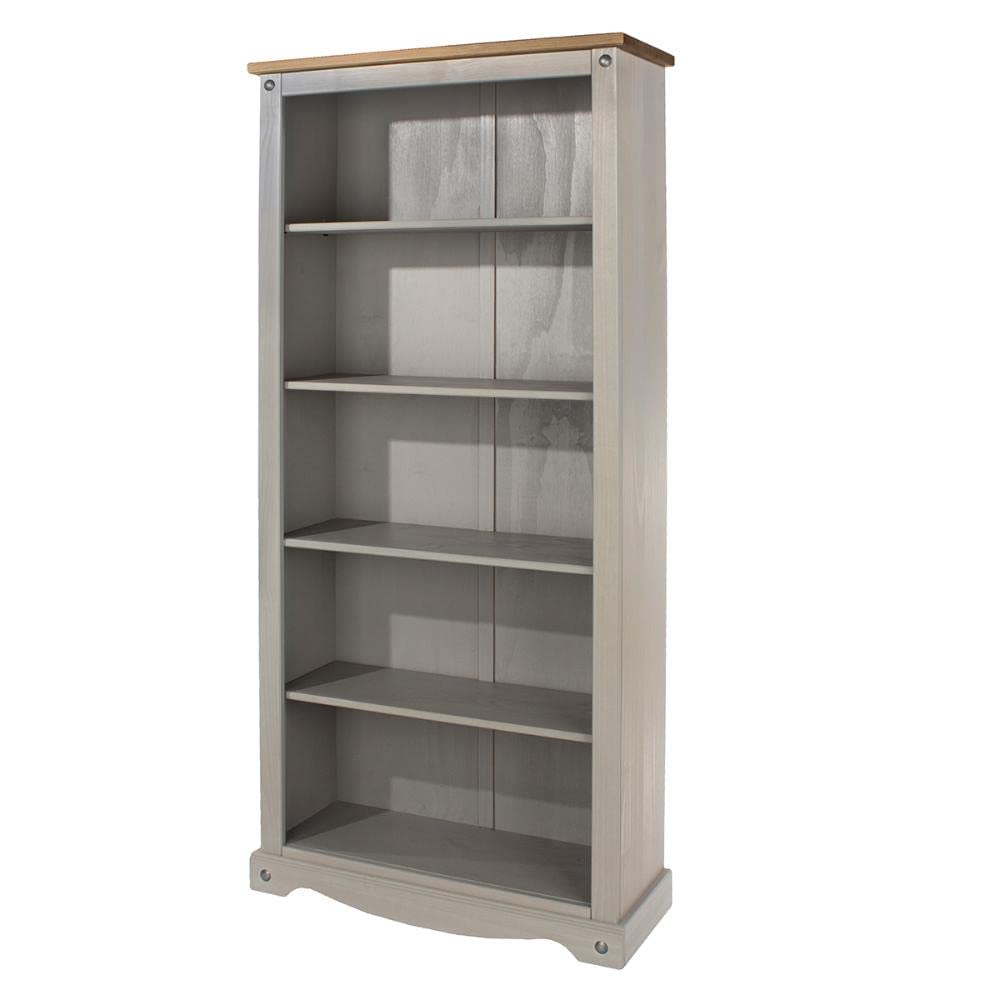 5-Shelf Wood Bookcase in Corona Gray - Stylish Storage for Home, Office & Library - Perfect for Organizing Books, Decor & Essentials