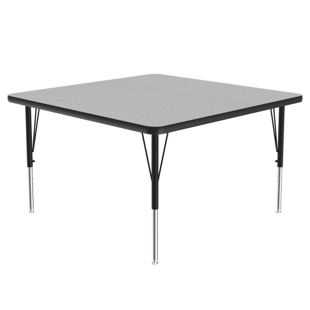 Adjustable Height 48x48 Square Classroom Activity Table - Durable Gray Granite High Pressure Laminate - Made in USA - Perfect for Schools, Daycares & Learning Centers