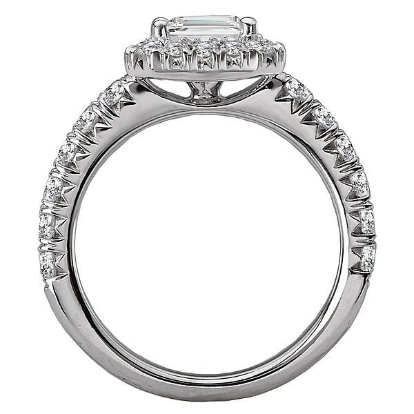18KT 7/8 CTW Diamond Pave Octagon Halo Engagement Ring Setting for 1 CT Radiant/Emerald Cut - Perfect for Proposals, Anniversaries & Special Occasions