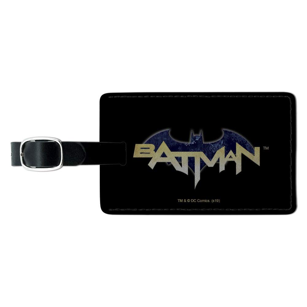 Batman Logo Leather Luggage Tag - Rectangle Suitcase ID Tag for Carry-On Bags - Perfect for Travel, Business Trips & Superhero Fans