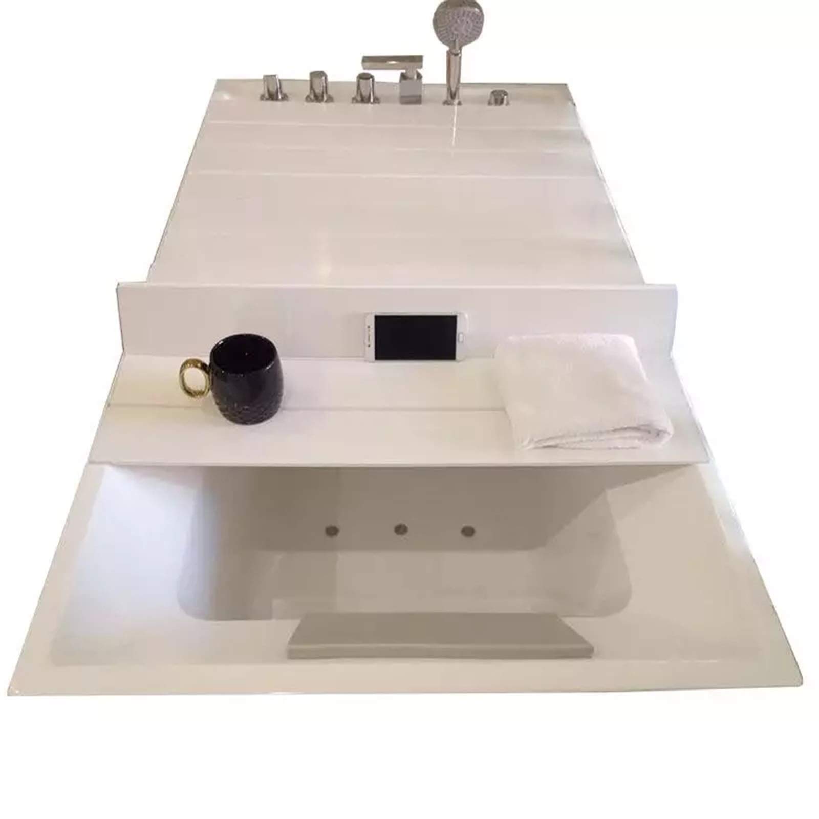 Foldable 6mm PVC Bathtub Cover - Insulated, Dustproof Shutter Bath Lid for Relaxation | Customizable White Bathtub Tray (118x70cm/46x28) | Perfect for Bath Time Reading, Tablet Storage & Spa Experience