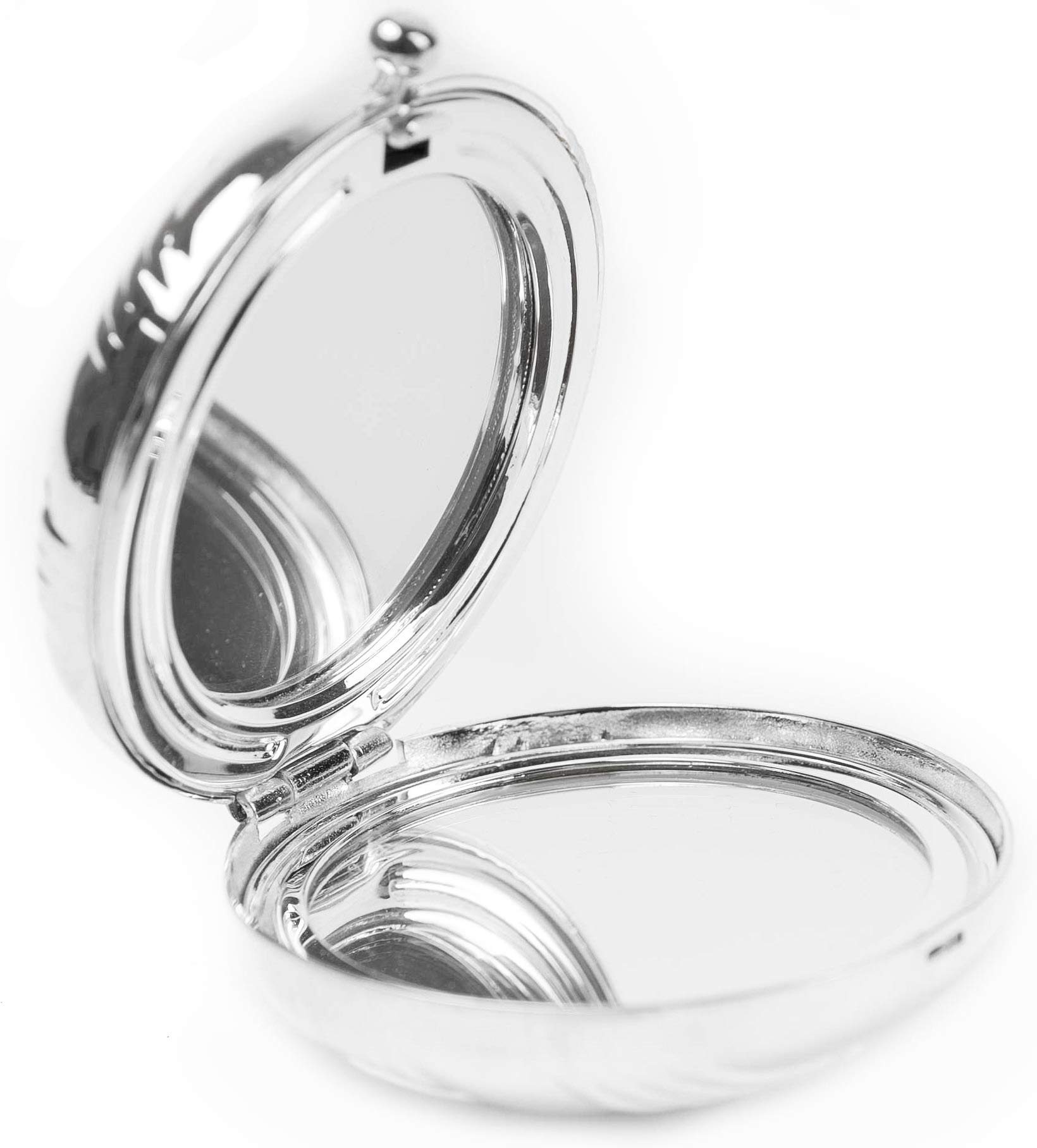 Modern Minimalist 1:3X Magnifying Compact Mirror - Double Sided Silver Line Design for Makeup, Travel & Vanity Organization