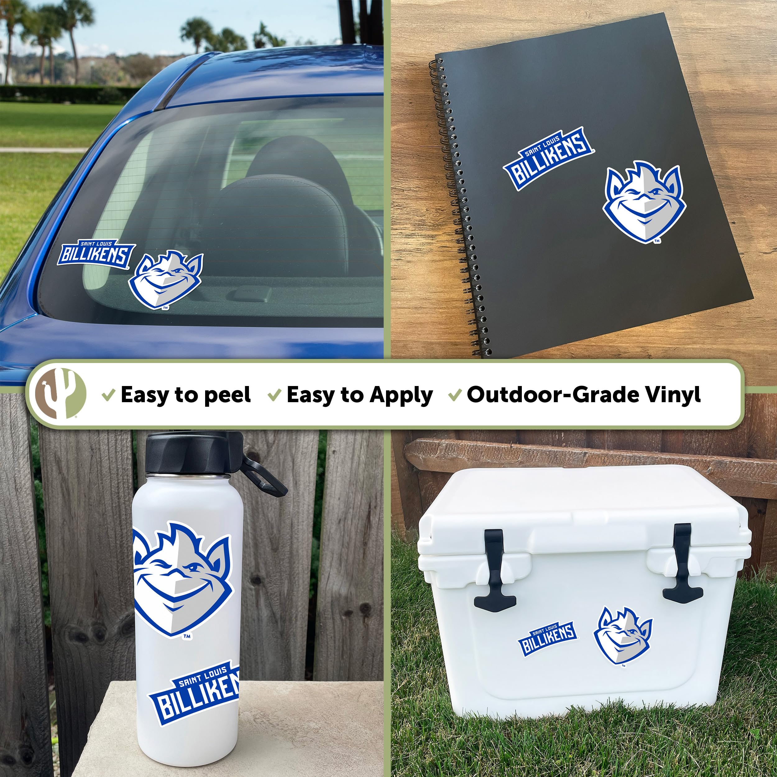 SLU Billikens Vinyl Decals - Desert Cactus Stickers for Laptop, Water Bottle, Car & Scrapbook (4 Inch Set, 12.2x9.61 Sheet) - Perfect for College Dorm Decor, School Spirit & Fan Gear