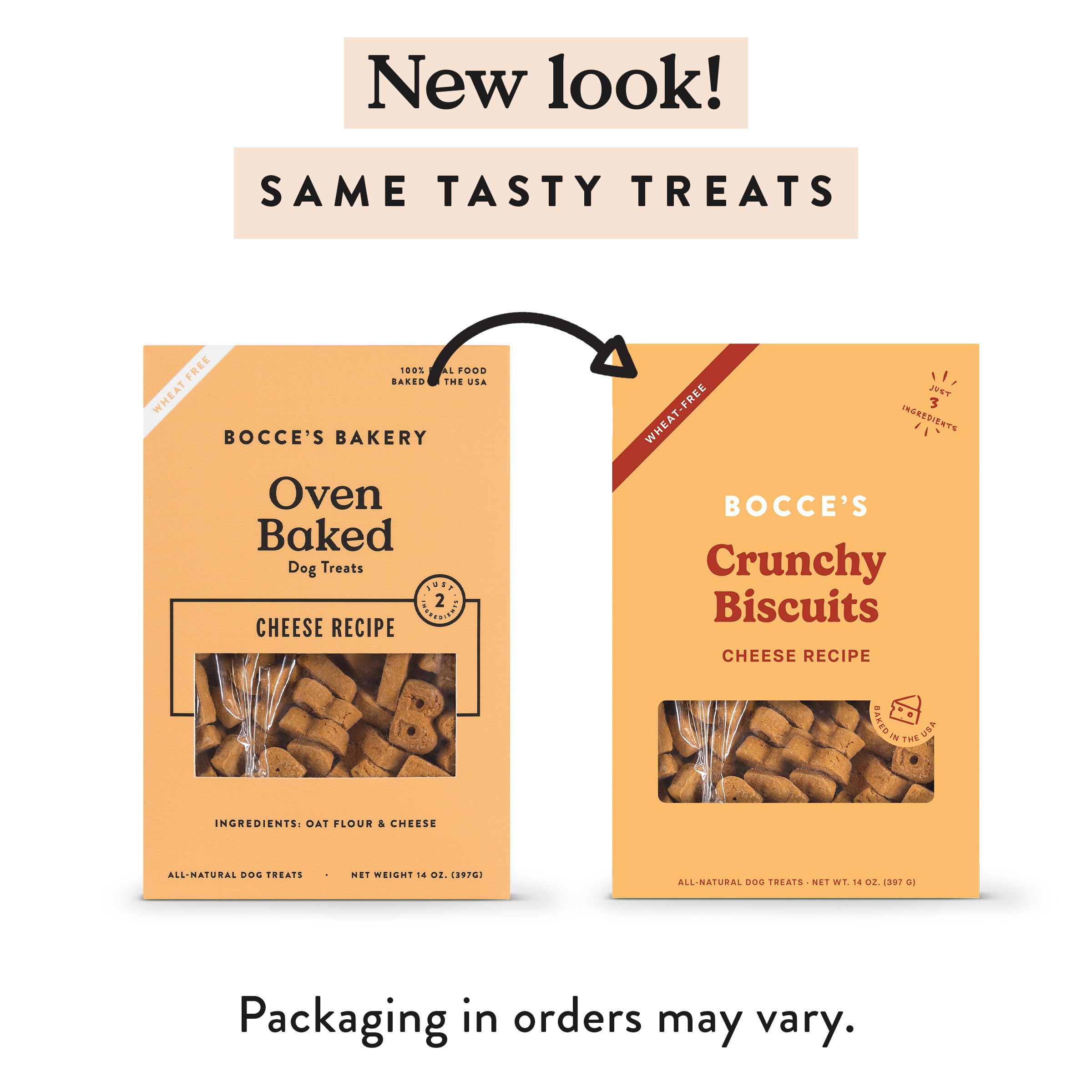 Bocce's Bakery Oven Baked Cheese Dog Treats - Wheat-Free, All-Natural Dog Biscuits Made with Real Ingredients in USA - 14oz - Perfect for Training, Rewards & Dental Health