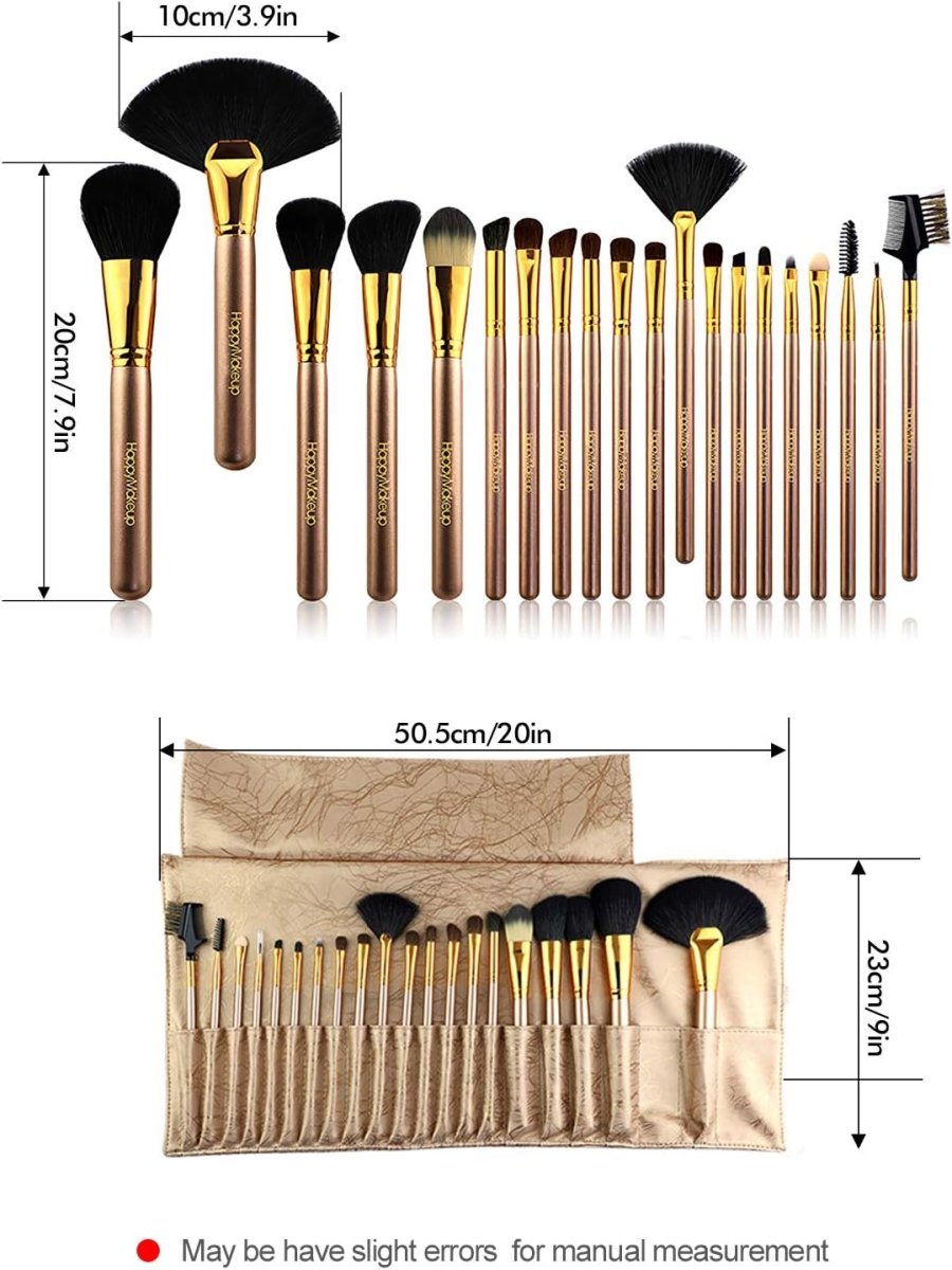 20-Piece Professional Makeup Brush Set - Salon Quality Champagne Gold Brushes for Foundation, Blending, Contouring & Eyeshadow - Perfect for Makeup Artists & Beginners (Home & Travel Use)