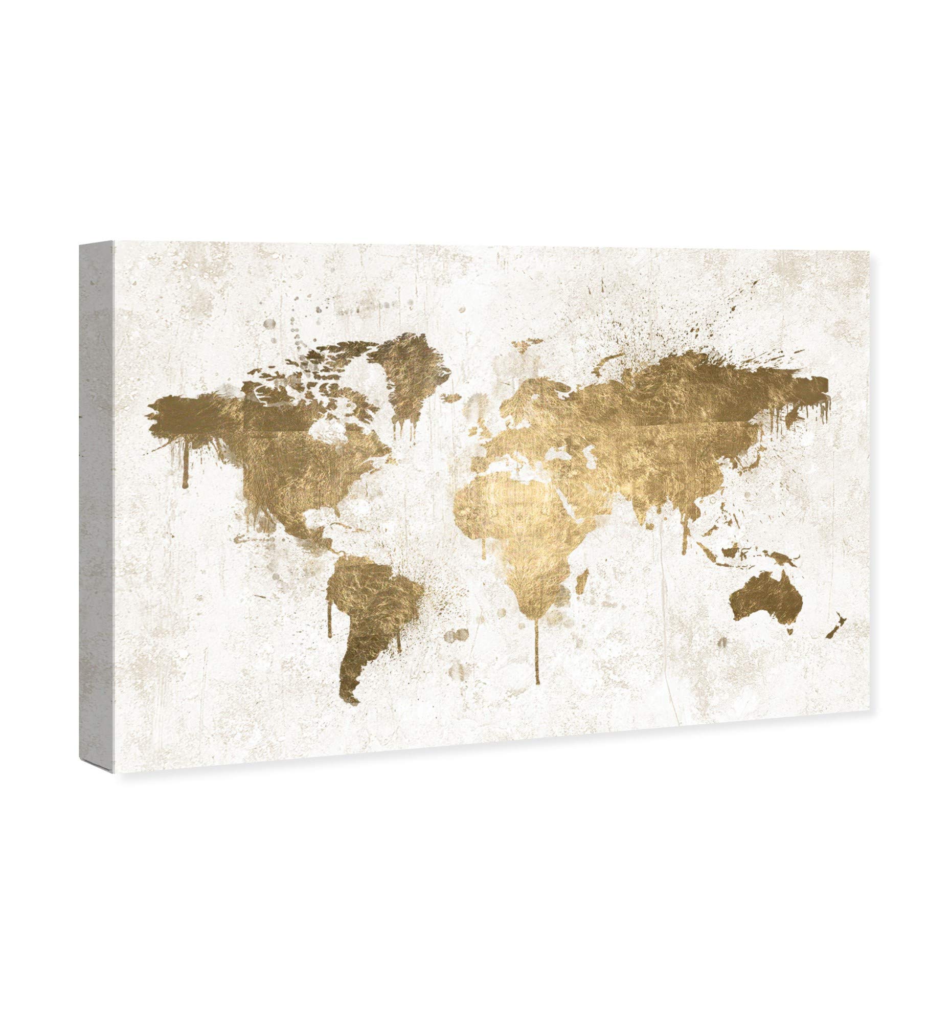 Oliver Gal Artist Co. World Map Wall Art Canvas Print - 'Mapamundi White Gold' Modern Home Decor for Living Room, Office & Bedroom