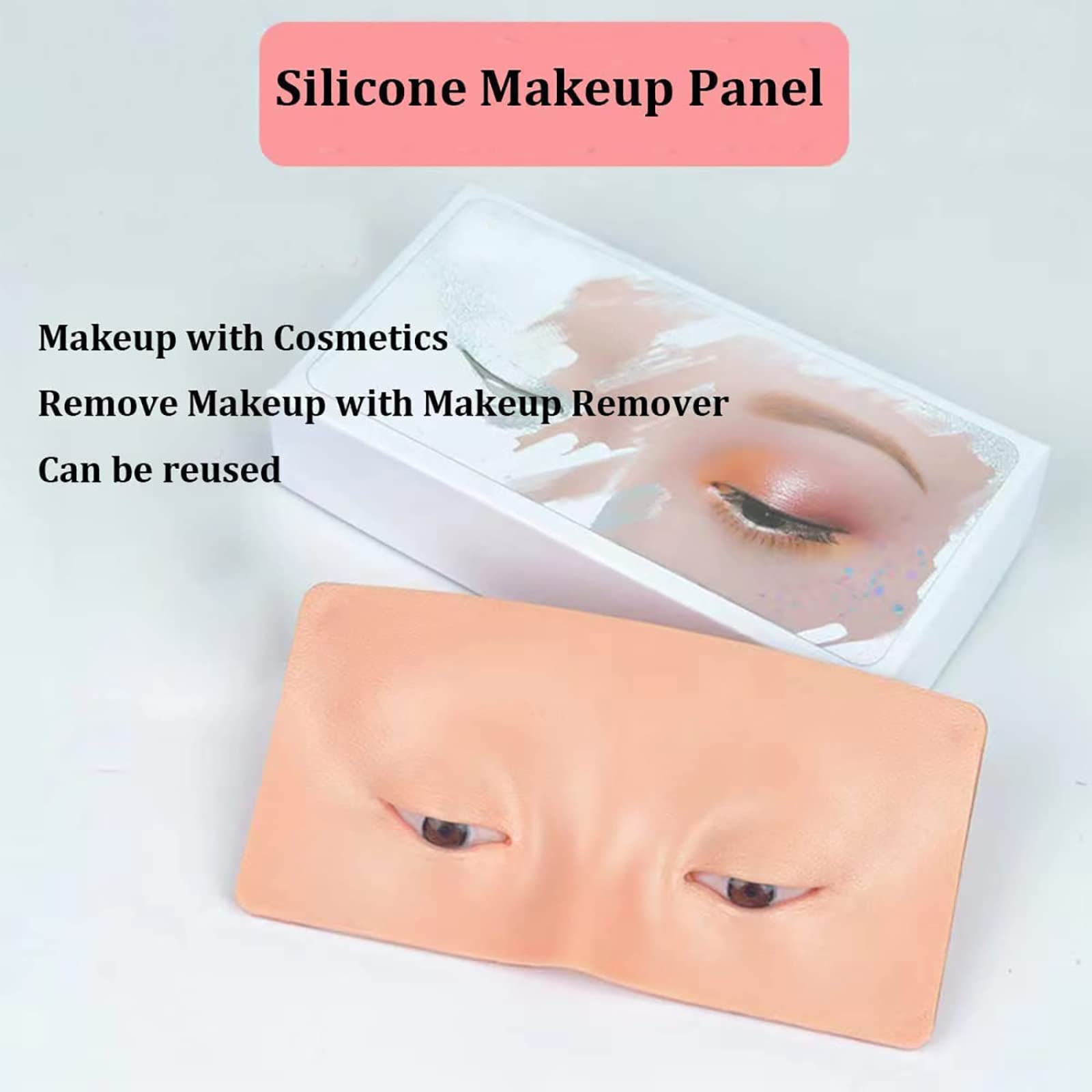 Professional Silicone Makeup Practice Board - Bionic Skin Eyelash & Eyeshadow Training Mannequin for Beginners | Perfect for Eyelash Extension, Eyeshadow & Makeup Practice at Home or Salon