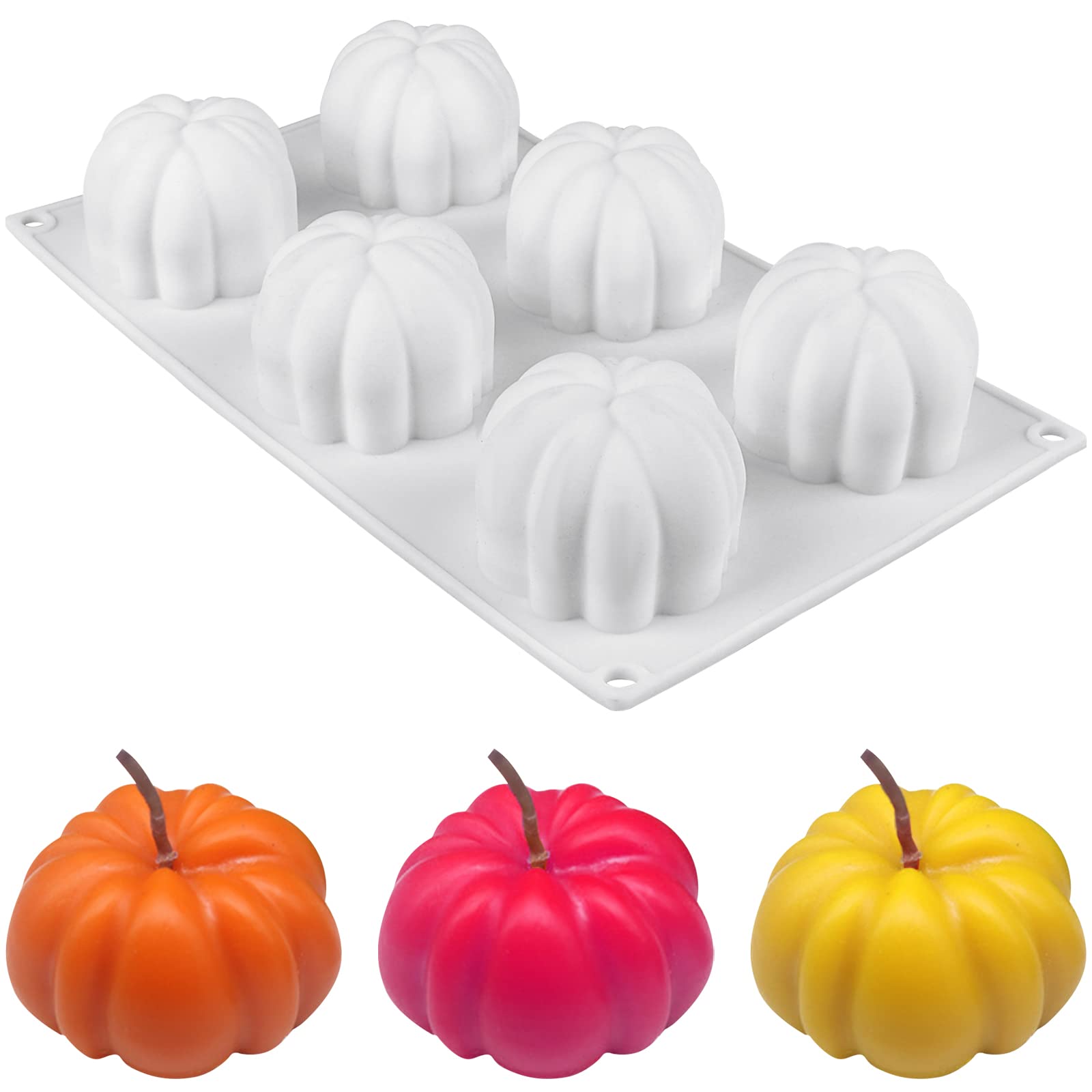 Halloween Silicone Cake Molds - 3D Pumpkin Baking Molds for Mousse Cake, Cupcakes, Chocolate & Candy (6 Cavities) | Perfect for Halloween Parties, Dessert Making & Holiday Baking