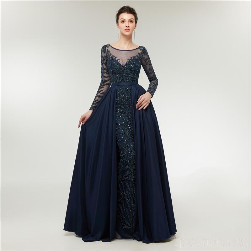 Elegant Long Sleeve Beaded Prom Dress for Evening Party | Formal Gown with Intricate Beading | Perfect for Homecoming, Prom Night & Special Occasions