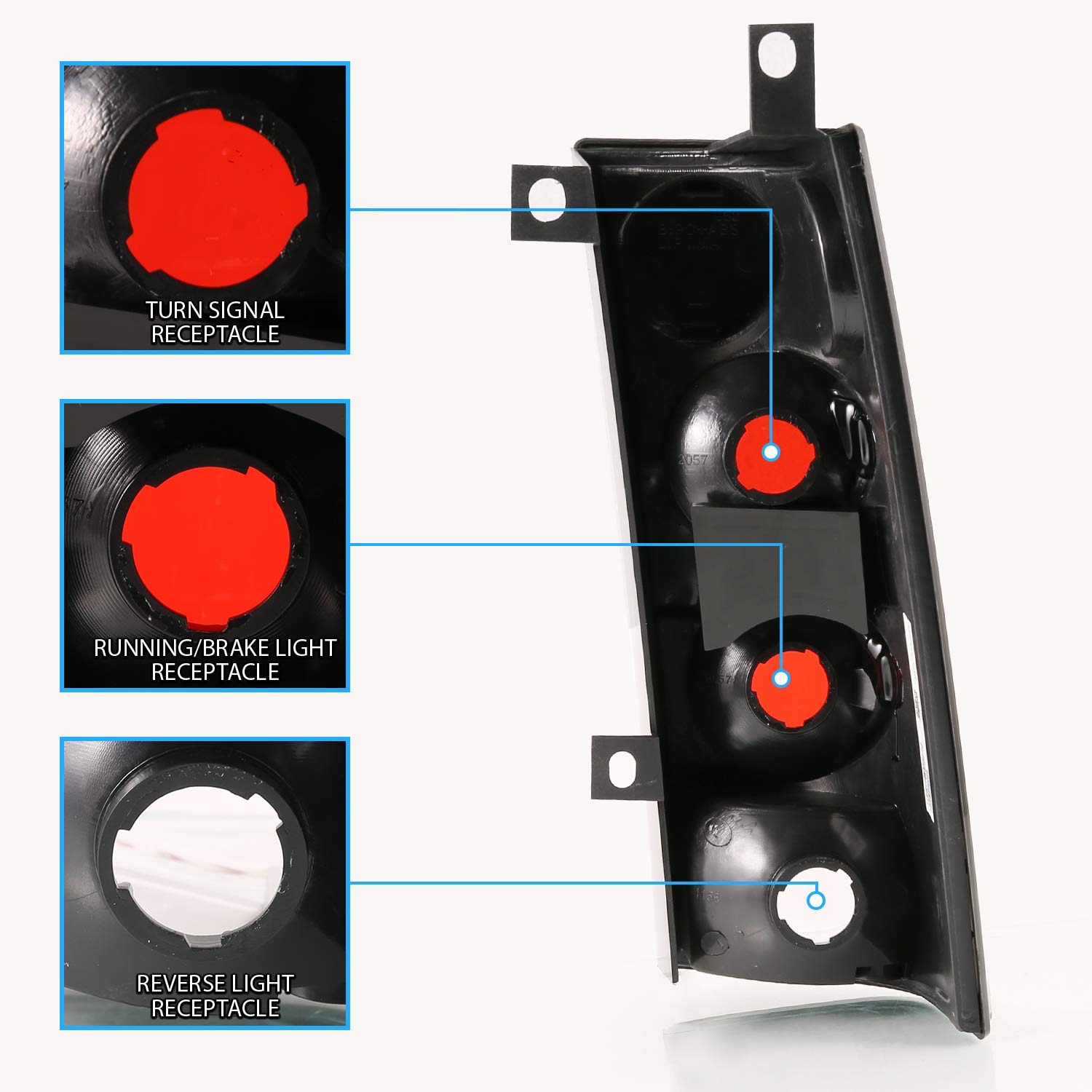AmeriLite Black Replacement Brake Tail Lights Set for Chevy Express & GMC Savana Van - Left & Right Side - Durable LED Lights for Enhanced Safety & Style