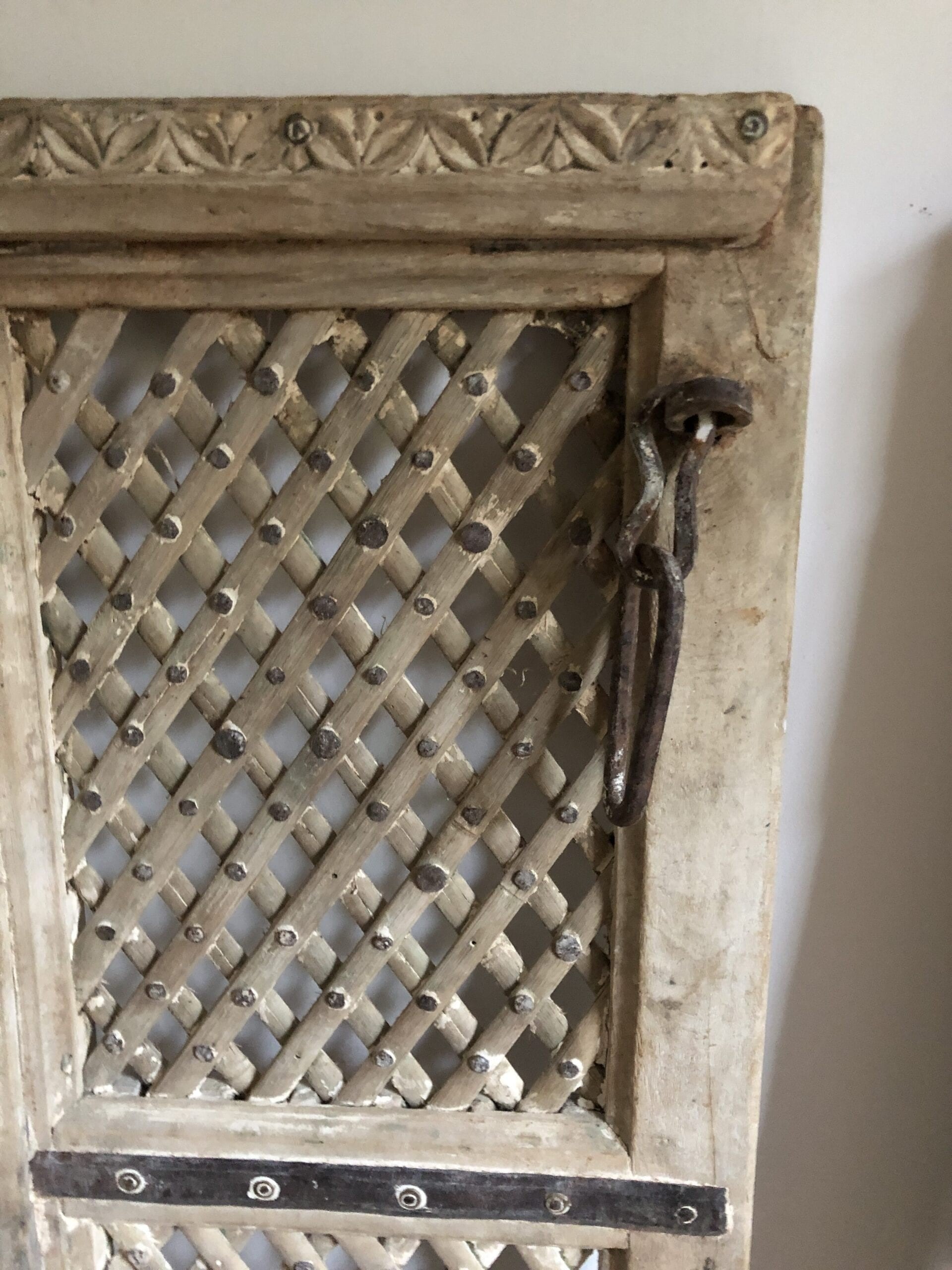 Hand Carved Indian Solid Wood Jali Doors Set - White 138cm (54.3