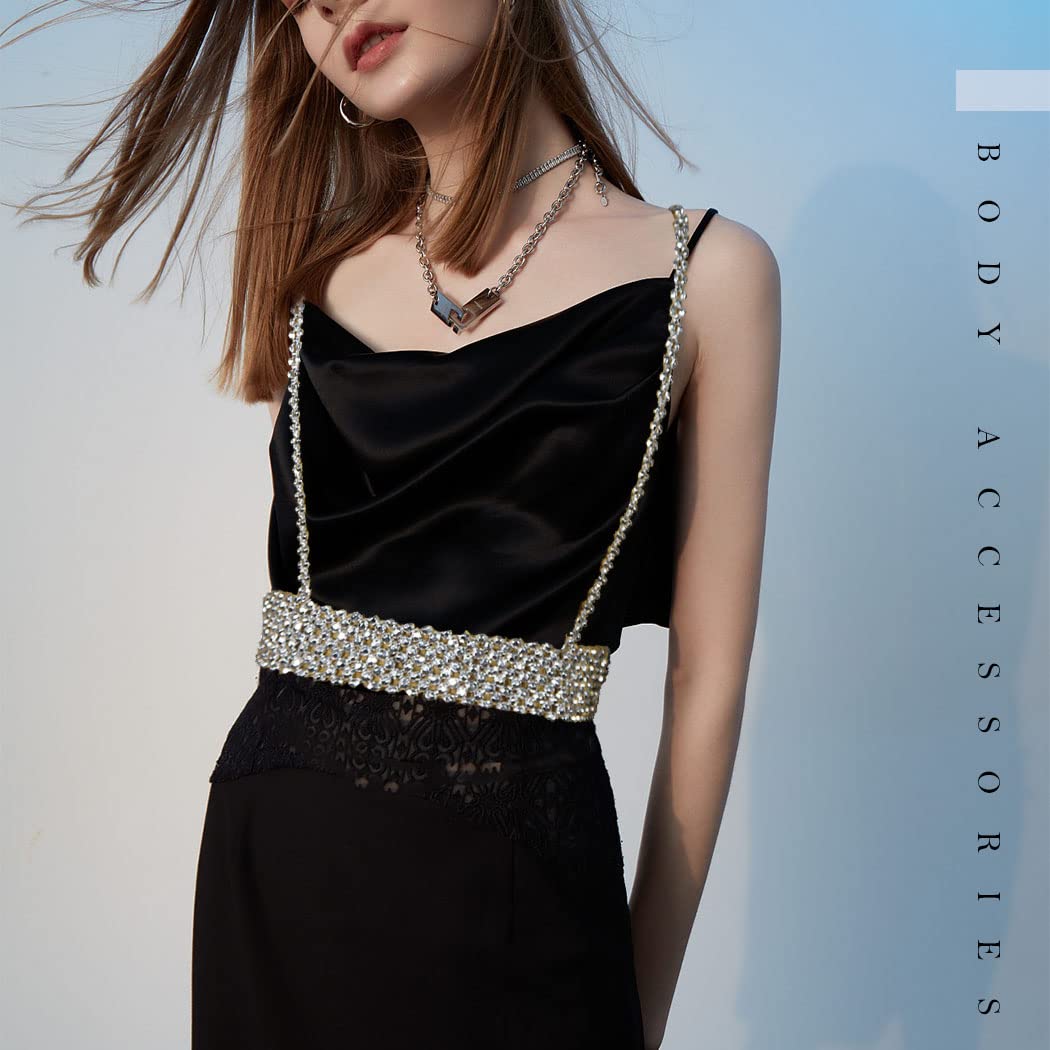 **Asooll Crystal Body Chain - Waist Chain Belt Strap for Bikini, Bra, Dress | Fashion Jewelry for Women & Girls | Perfect for Beach, Prom, Rave & Body Accessories**