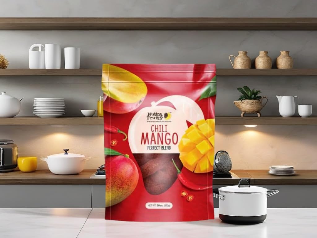 Spicy Dried Mango Slices - Hot Chili Mango Snack, 30oz Resealable Bag | Gluten-Free, Non-GMO, No Artificial Colors | Rich in Vitamin C | Perfect for Office Snacks, Road Trips & Healthy On-The-Go Treats