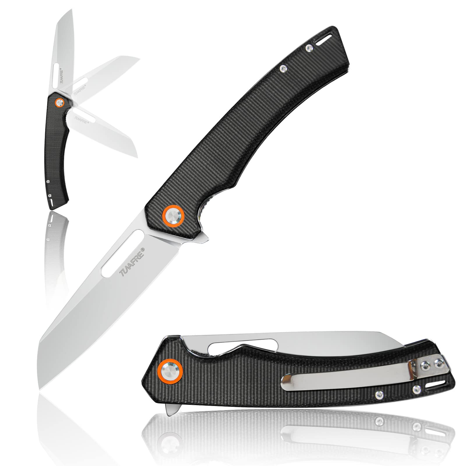 Premium D2 Steel Folding Pocket Knife - Tactical Utility EDC Knife with Micarta Handle & Pocket Clip for Men | Outdoor Survival, Hunting, Camping & Everyday Carry (Black)