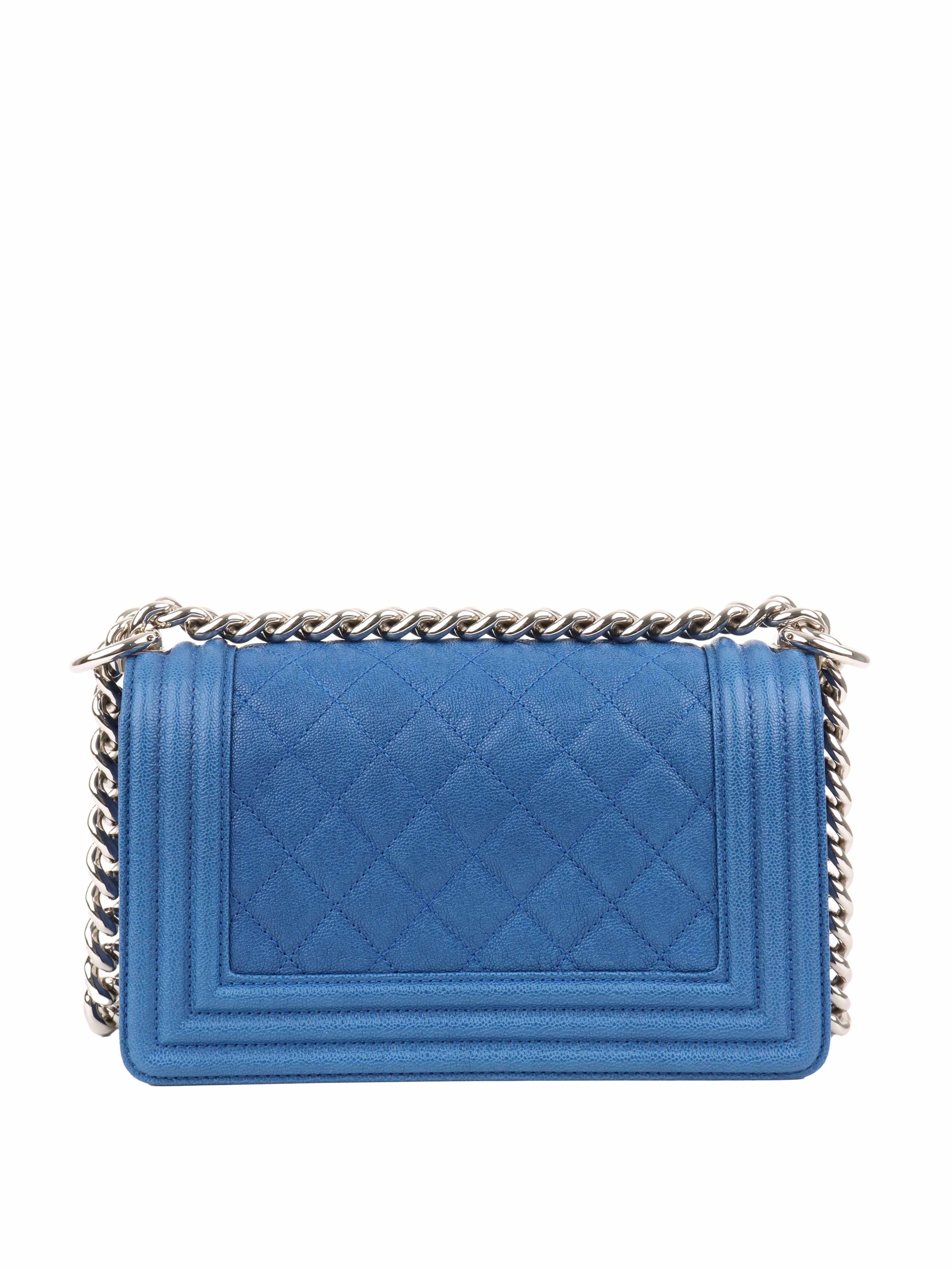 Chanel Blue Small Boy Bag - Luxury Leather Crossbody Handbag for Women | Perfect for Parties, Dates & Special Occasions