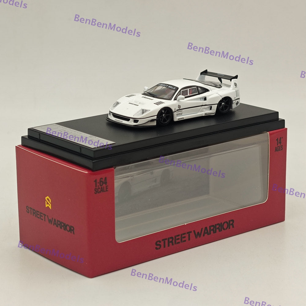 1/64 Scale STREET WARRIOR SW LBWK Ferrari F40 White Diecast Model Car - Limited Edition Collectible for Display, Racing Enthusiasts & Car Lovers