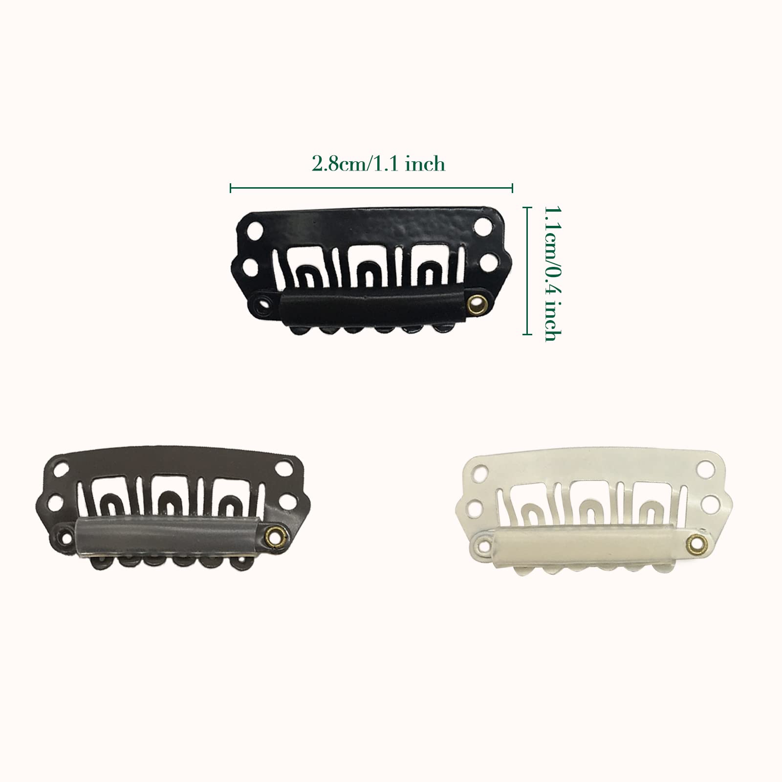 GOO GOO 2-Pack Blonde Stainless Steel 28mm 6-Tooth U-Shape Snap Clips for Hair Extensions - Soft Rubber Pads for Secure Hold | Perfect for Adding Volume, Styling Ponytails & Securing Weaves