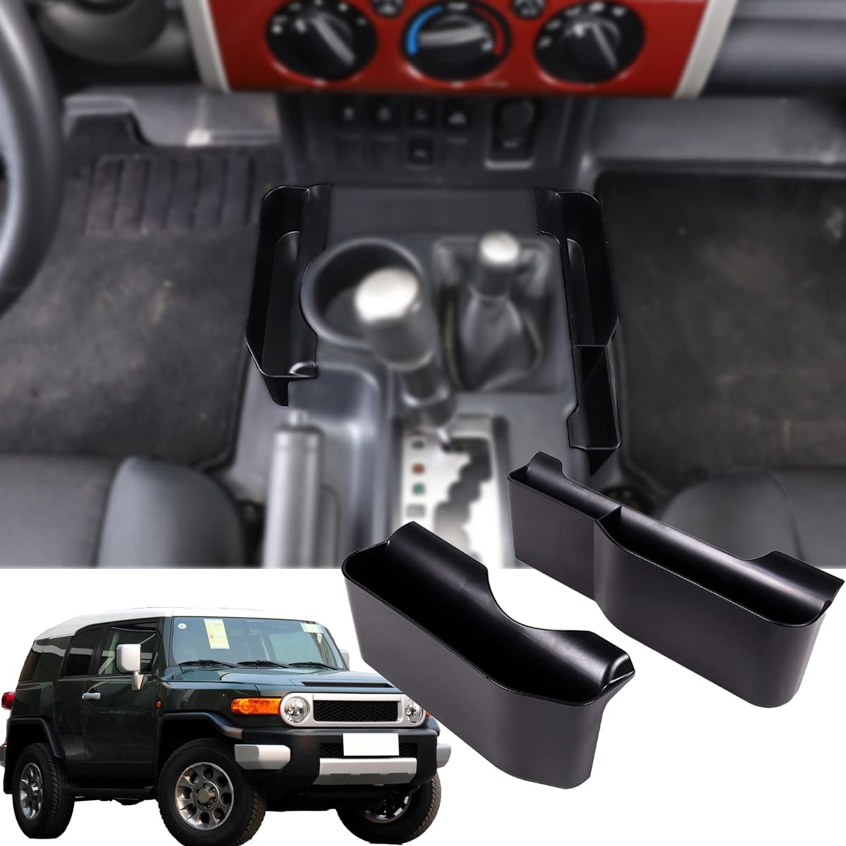 HappyHorse Center Console Organizer Tray - Compatible with Toyota FJ Cruiser 2007-2021 - Gear Storage Box for Increased Car Storage Space - Perfect for Road Trips & Daily Commute Organization