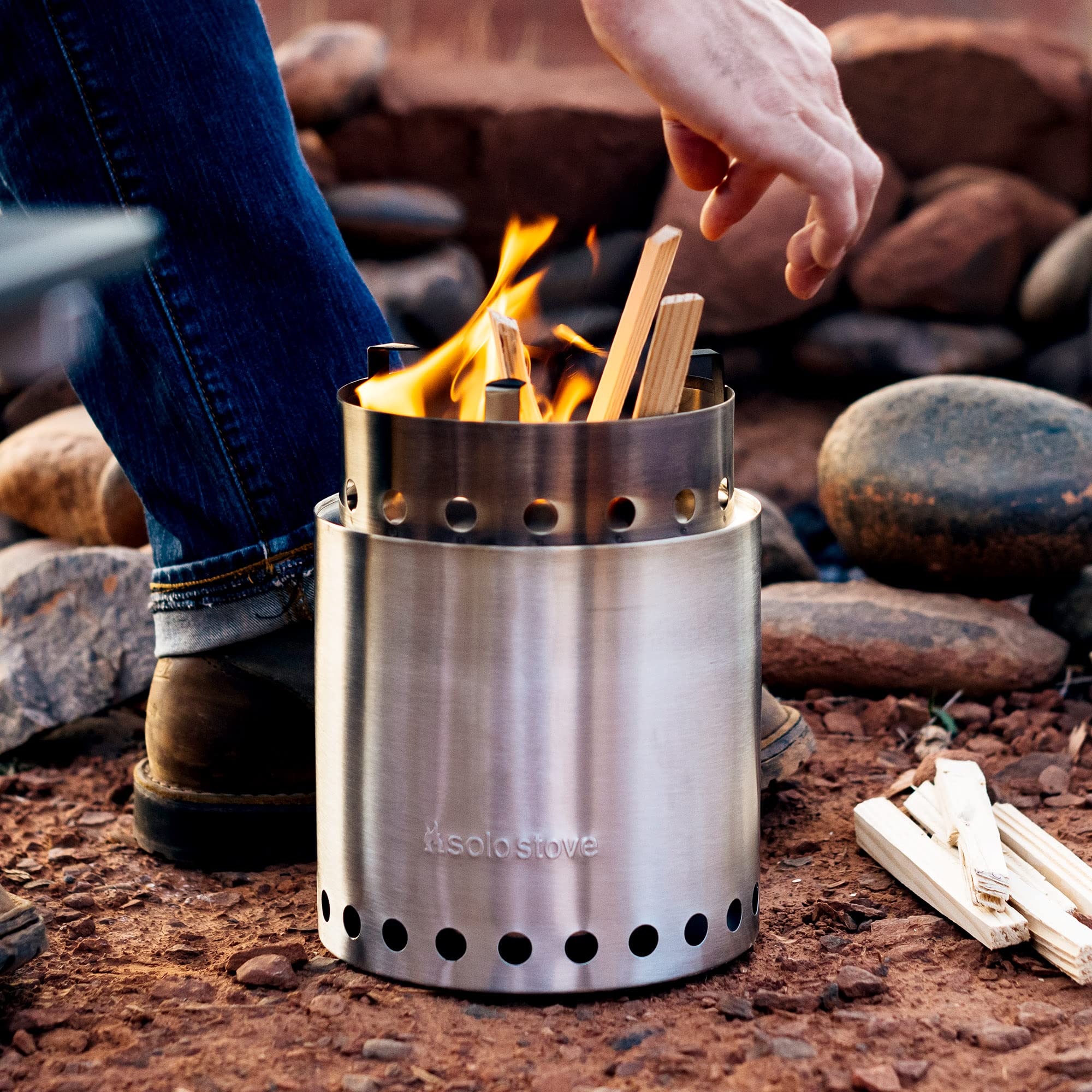 Solo Stove Campfire Portable Wood Burning Stove - Compact Stainless Steel Camping Stove for Backpacking, Hiking & Outdoor Cooking - No Batteries or Fuel Needed - Perfect for Campfires, Picnics & Emergency Preparedness