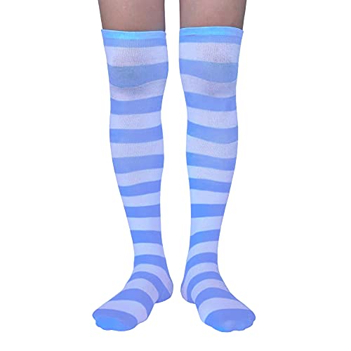 White and Light Blue Striped