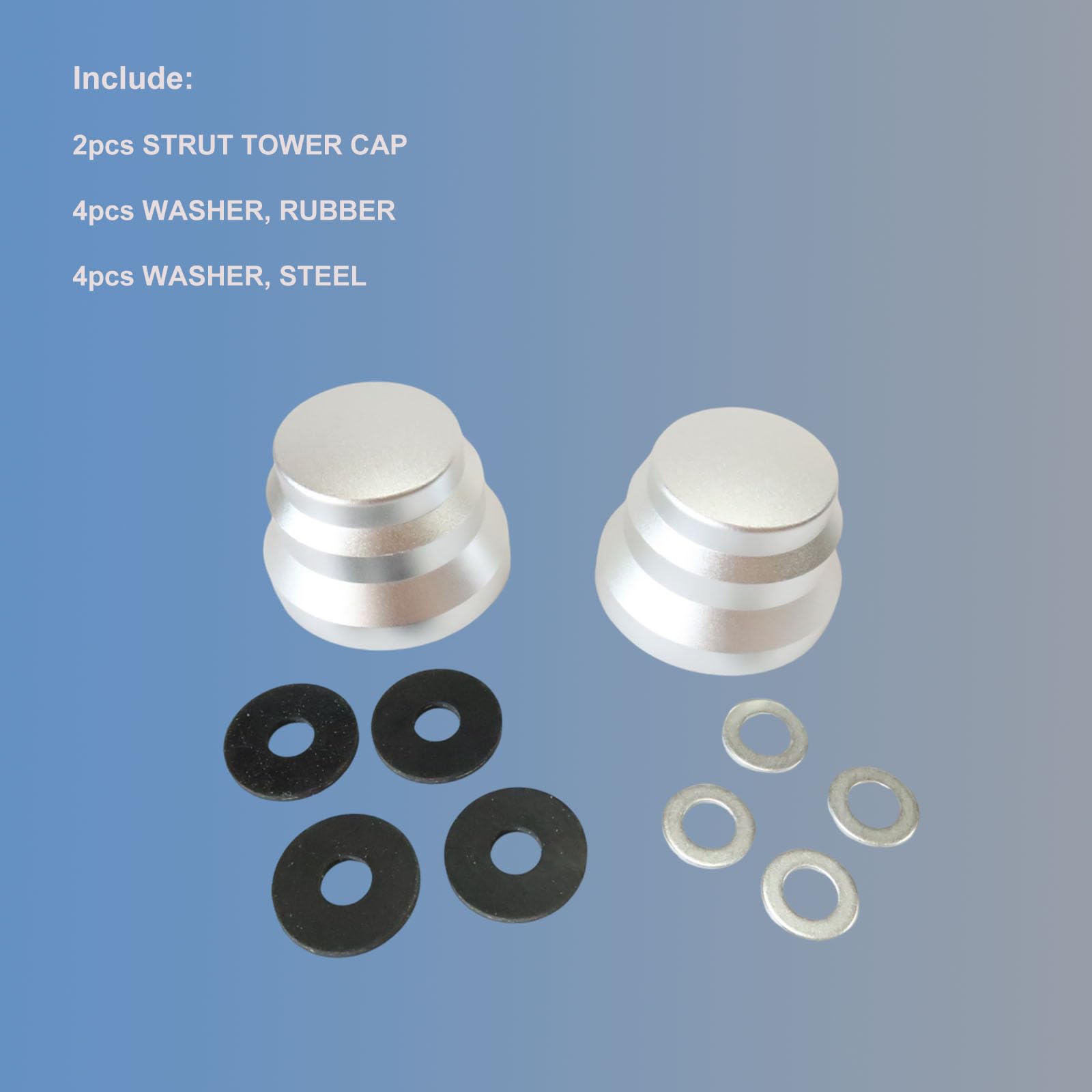High-Quality Strut Tower Caps for Dodge Challenger & Charger | Perfect Fit Replacement #77072464 | Silver Finish | Enhances Engine Bay Appearance & Protects Strut Mounts