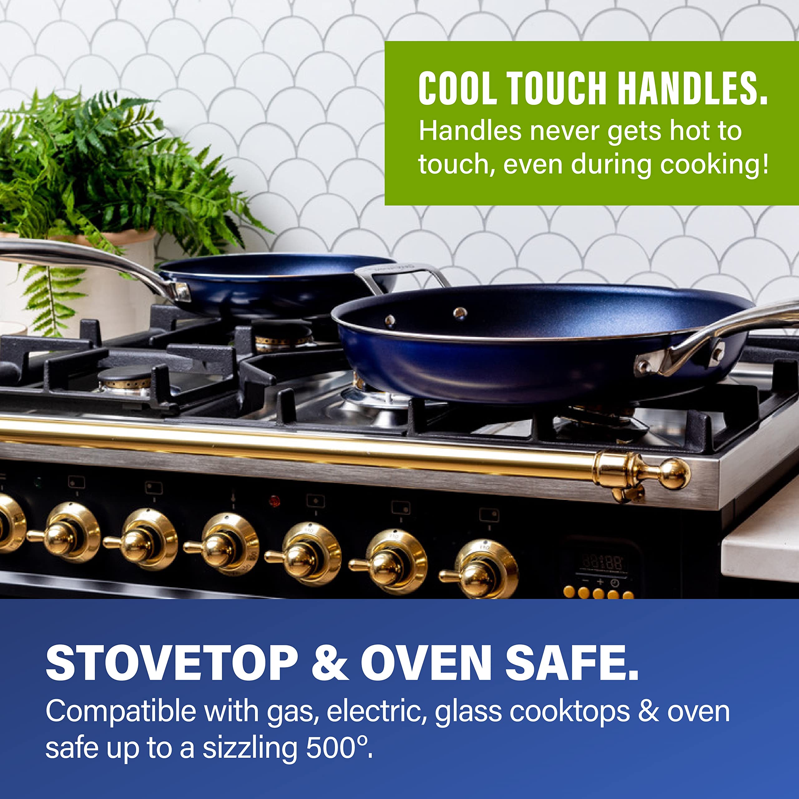 Granitestone 20-Piece Nonstick Cookware Set with Ultra Durable Mineral & Diamond Coating - PFOA & PFAS Free Pots, Pans & Bakeware - Oven, Dishwasher & Metal Utensil Safe - Blue - Perfect for Everyday Cooking, Baking & Family Meals