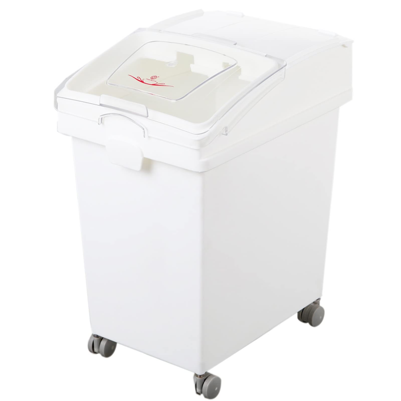 MLYY 33 lbs Rice Dispenser Container with Wheels - Airtight White Plastic Storage Bin for Grains, Bread, Flour & Pantry Ingredients | 10.2×13.8×16.5 Inch | Perfect for Kitchen, Pantry & Bulk Food Organization