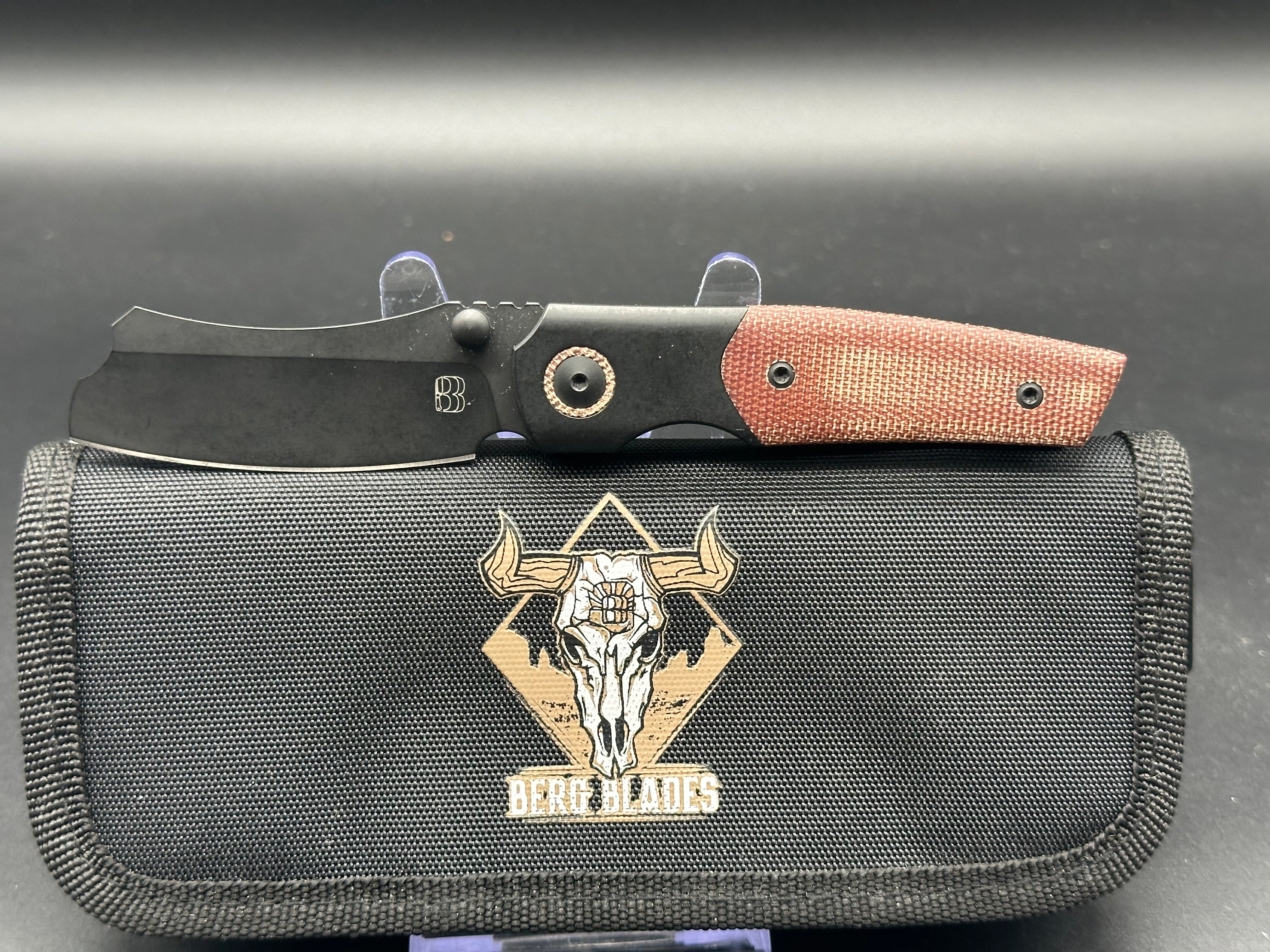 Berg Blades Mini Barber Titanium Folding Knife - Brown Micarta Scales & M390 Steel Blade for EDC, Outdoor Adventures, and Everyday Carry