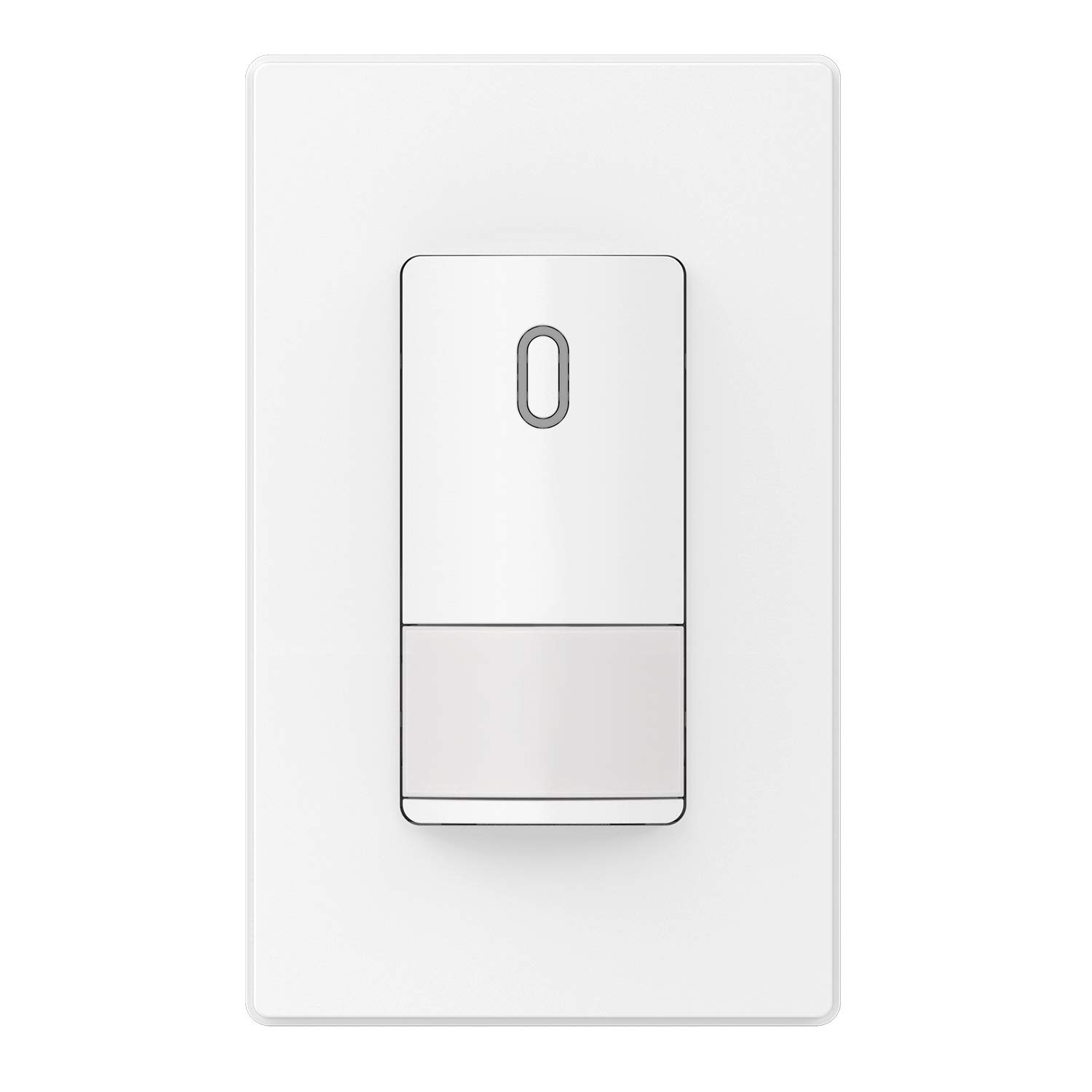 ELEGRP Single Pole Occupancy Motion Sensor Light Switch - PIR Infrared Motion Activated, No Neutral Wire Required, Works with CFL/LED/Incandescent Bulbs, Includes Wall Plate, UL Listed (Matte White) - Perfect for Hallways, Closets, Bathrooms & Energy-Efficient Homes