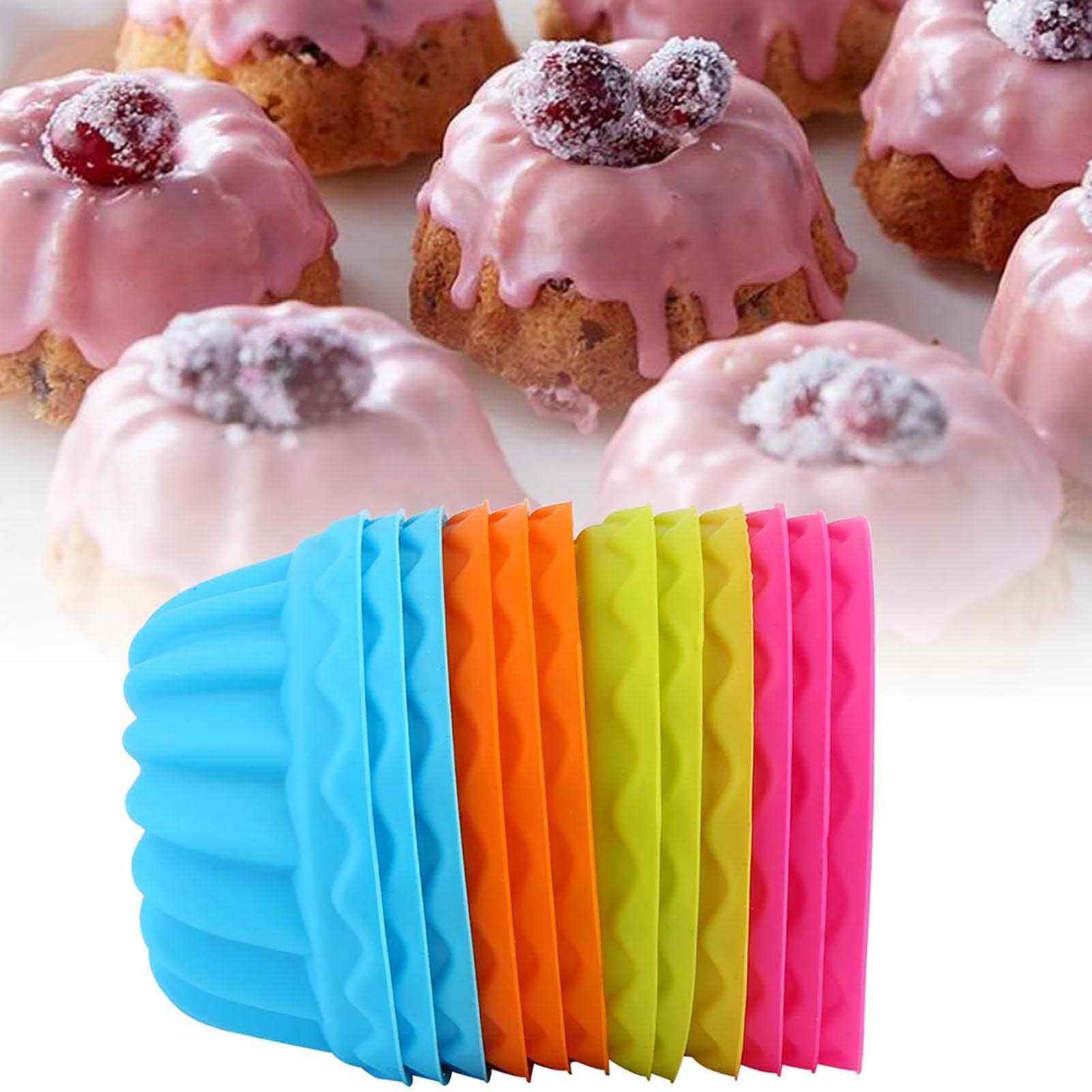 Nonstick Silicone Mini Pumpkin Cupcake Baking Cups - 12Pcs Reusable Muffin Liners for Halloween, Thanksgiving & Fall Baking | Perfect for Cupcakes, Muffins & Pastries