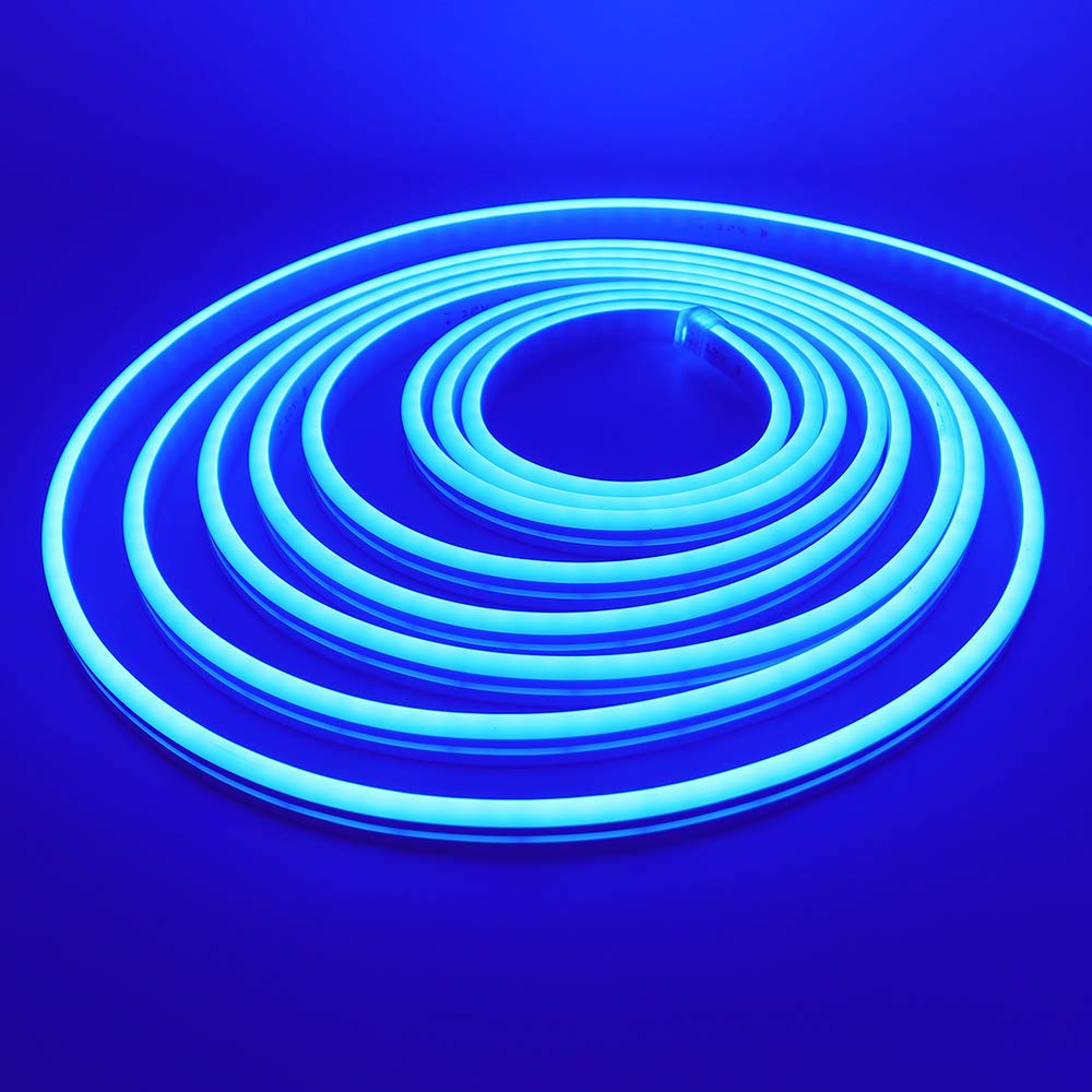 XUNATA 16.4ft LED Strip Lights 600 LEDs - Waterproof Flexible Neon Rope Light DC 12V 2835 SMD - Blue Silicone Tape Light for Bedroom, Kitchen, Party, Christmas, Outdoor & Indoor Decoration DIY Lighting