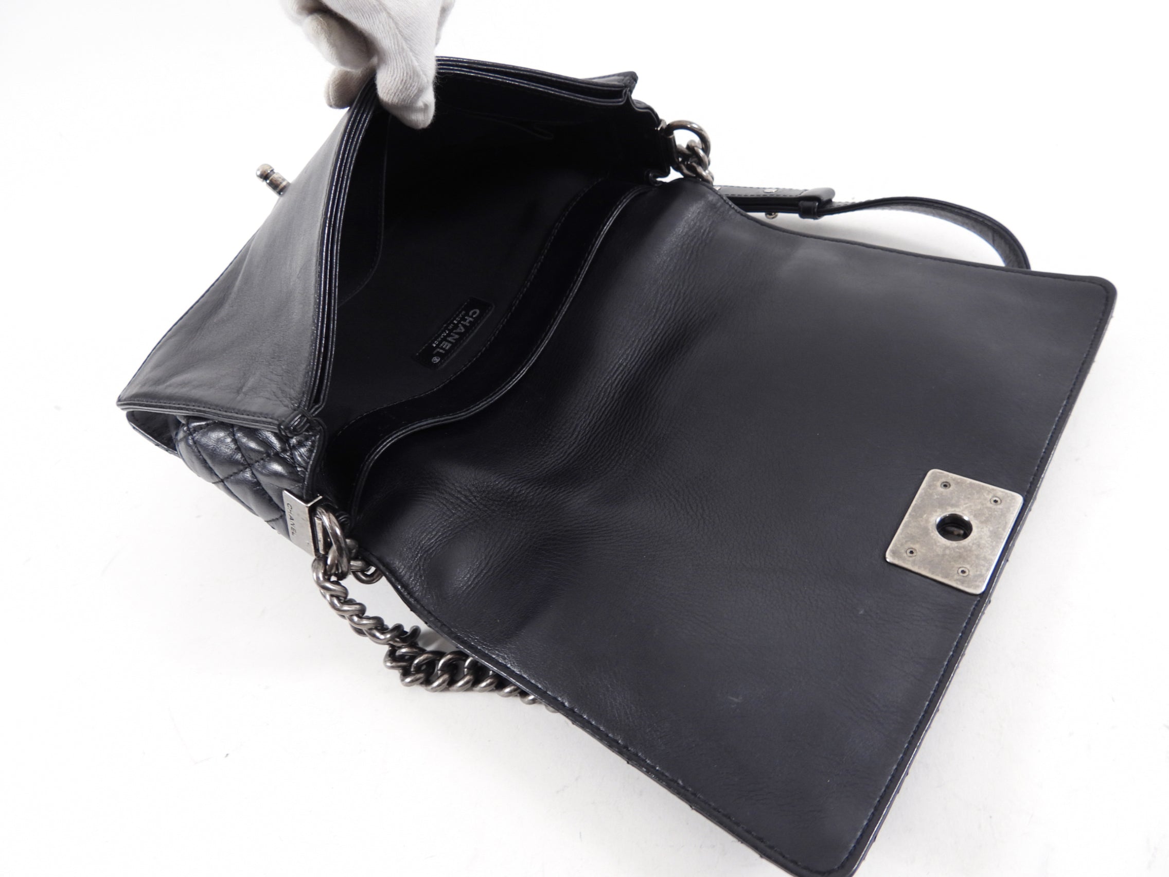 Chanel Paris Dallas Black Medium Boy Enchained Soft Leather Handbag - Luxury Designer Crossbody Bag for Women, Perfect for Evening Events & Date Nights