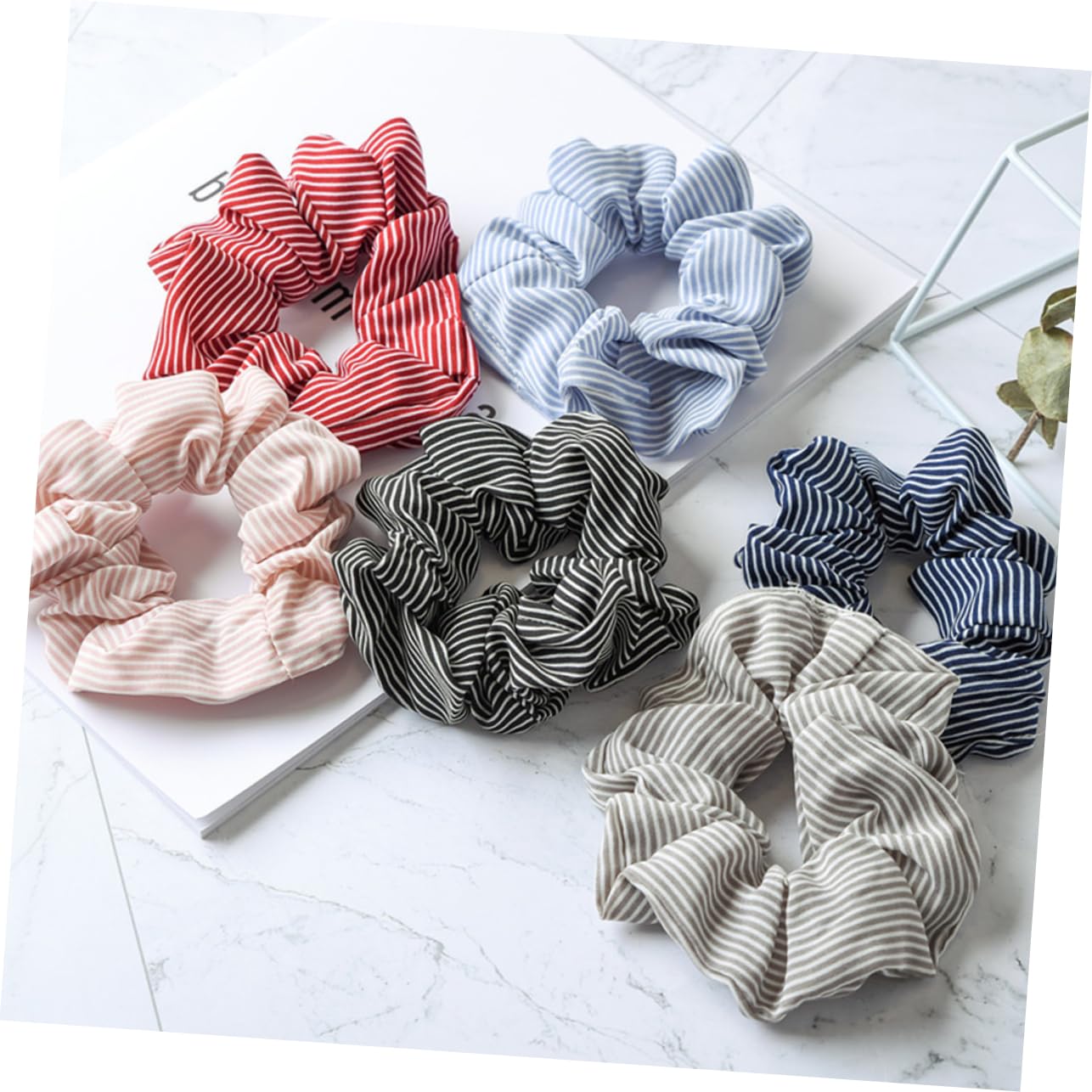 POPETPOP Elegant 6 Pack Hair Bands for Women - Soft Elastic Stripe Ponytail Holders for Daily Wear & Styling - Perfect for Office, Gym, or Casual Outfits