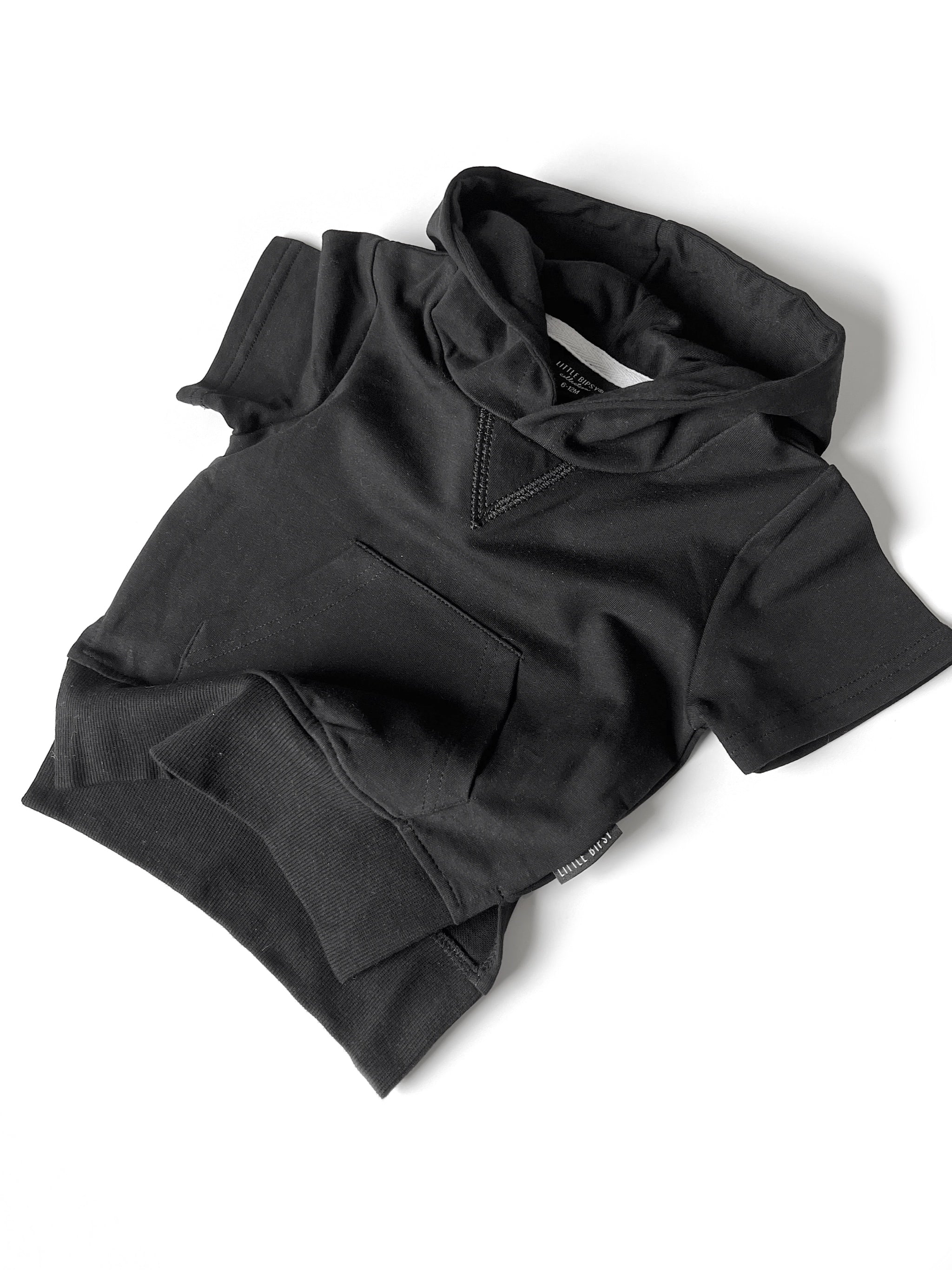 Men's Black Short Sleeve Hoodie - Lightweight Summer Pullover for Casual Wear, Gym & Outdoor Activities