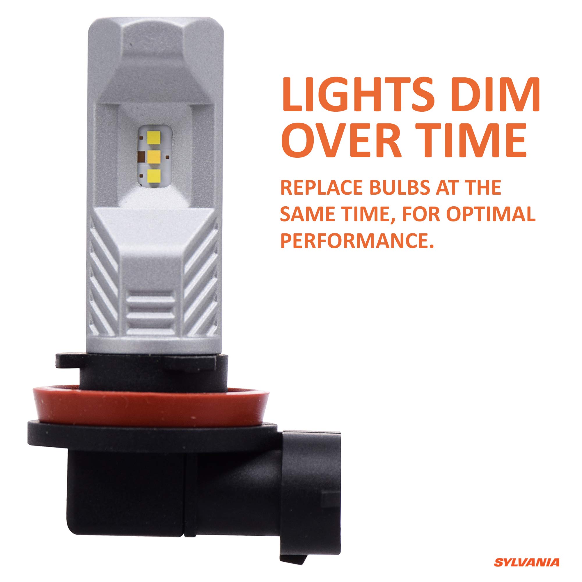 SYLVANIA H8 LED Fog Light Bulbs - Premium Plug and Play Replacement, 6000K Bright White Light, Compatible with HID & LED Headlight Systems (Pack of 2) - Perfect for Night Driving, Foggy Conditions & Enhanced Vehicle Style
