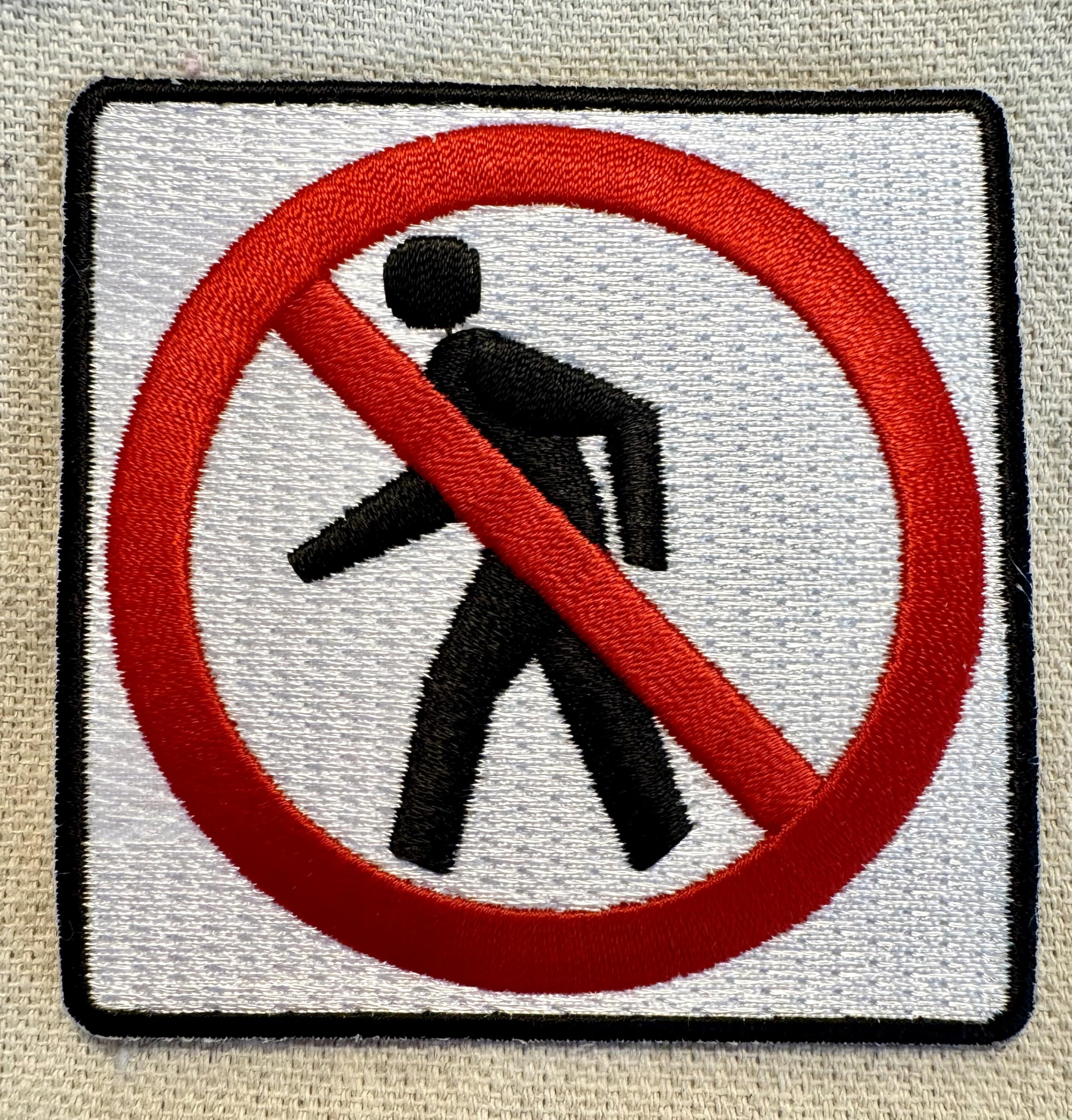 No Pedestrians Sign Embroidered Iron-On Patch for Biker Jackets & Vests - Highway Road Safety Logo for Motorcycle Clubs & DIY Apparel