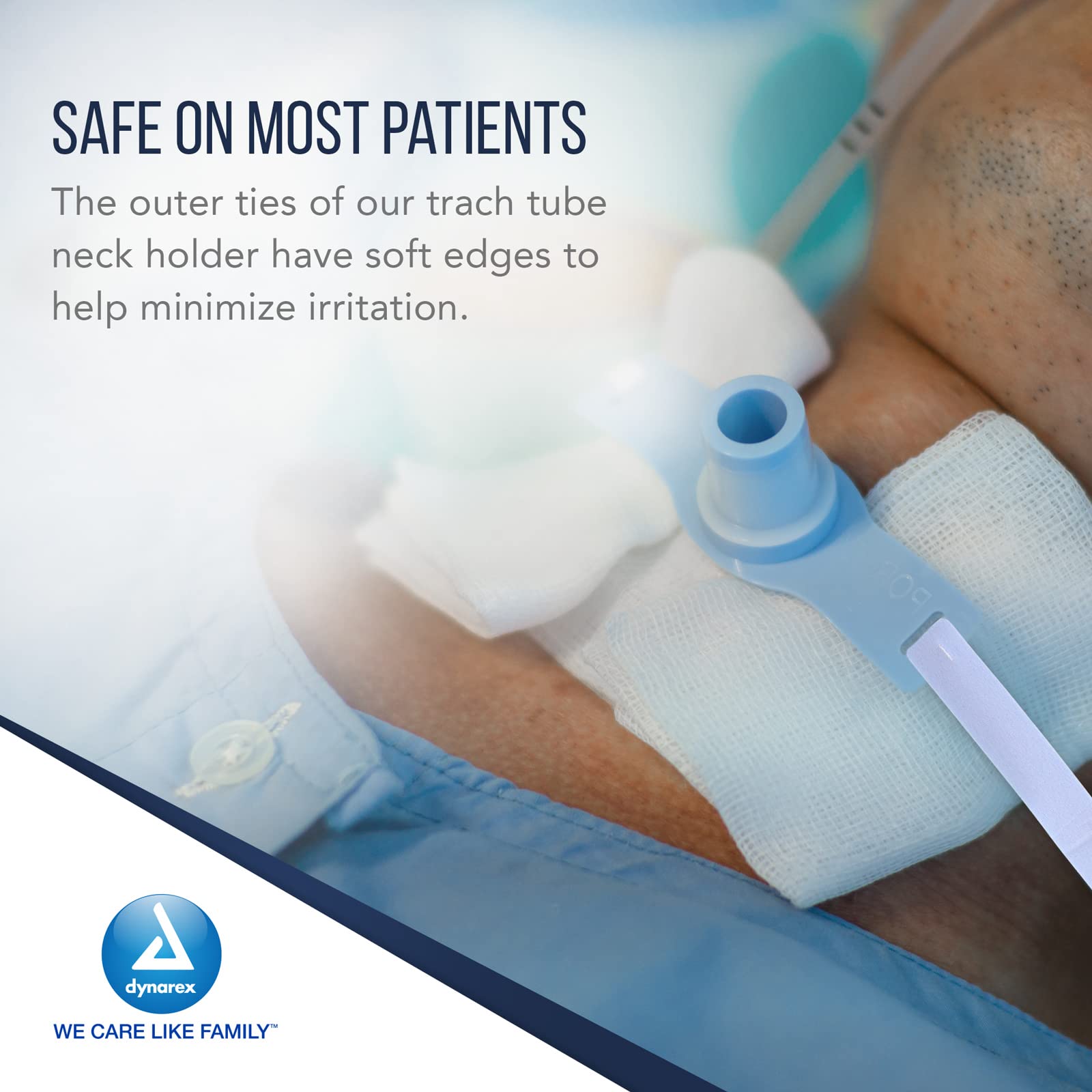 Dynarex Adjustable Breathable Foam Tracheostomy Tube Holder - Soft Outer Ties & Hook-and-Loop Closure - 2-Piece Large Size (Case of 120) - Ideal for Post-Surgery Care & Long-Term Tracheostomy Support