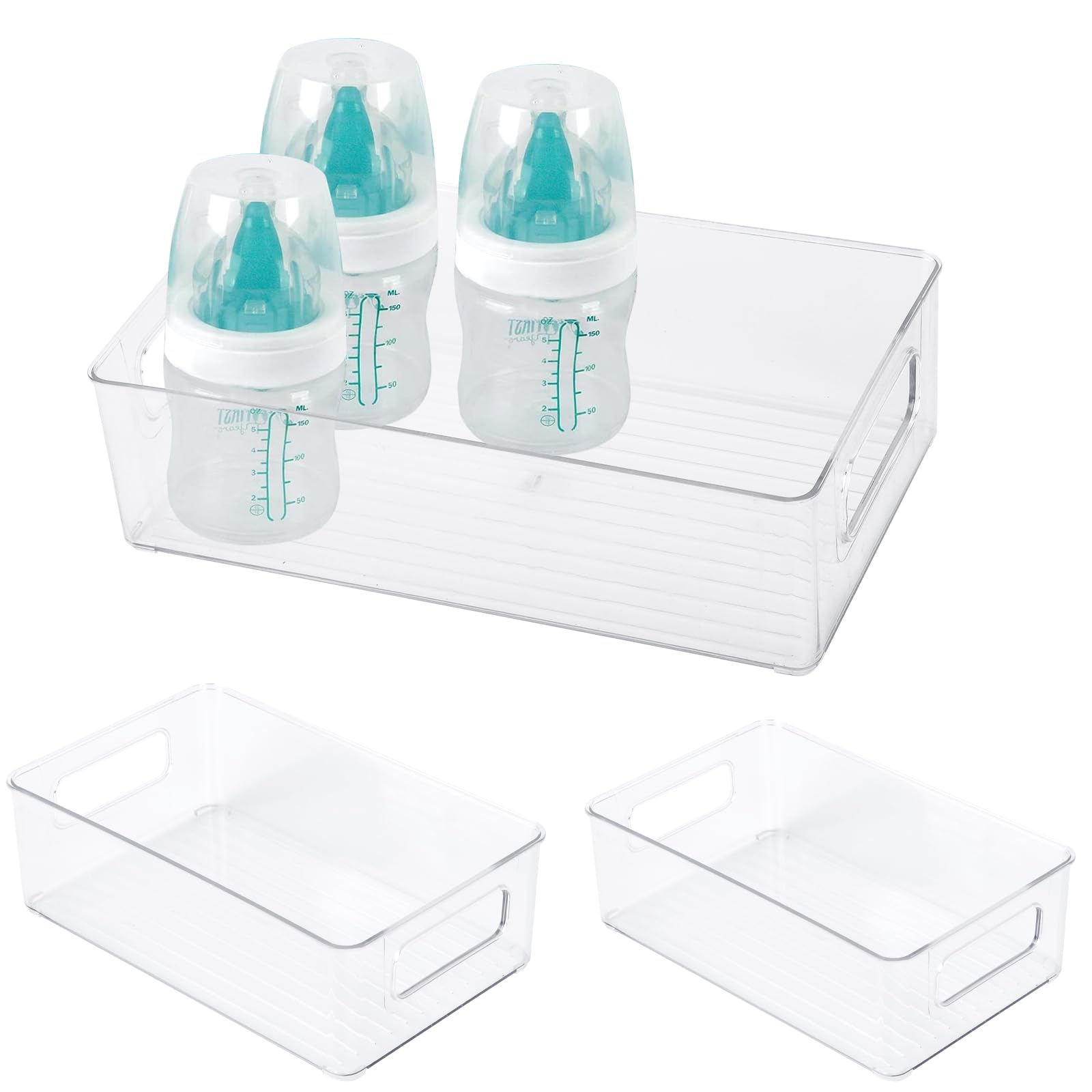 YeeBeny Baby Bottle Organizer & Food Storage Container - 2 Pack Plastic Organizer for Baby Bottles, Jars, Kitchen Cabinet, Pantry, Fridge | Space Saving Nursery & Kitchen Organization Solution for Busy Moms