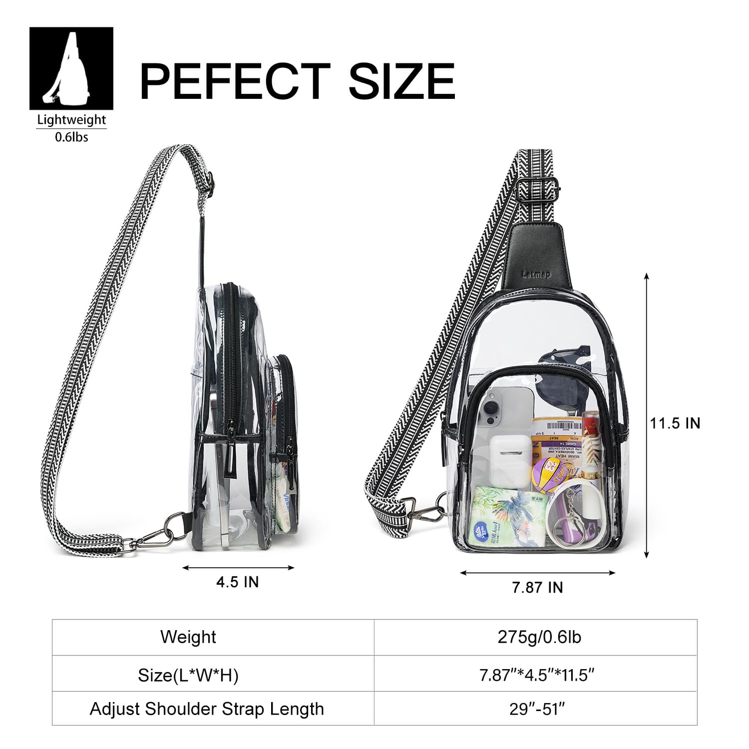 **Clear Stadium Bag for Women - Transparent Crossbody Purse for Concerts, Sports Events & Security Check - Perfect for Music Festivals, NFL Games & Theme Parks**