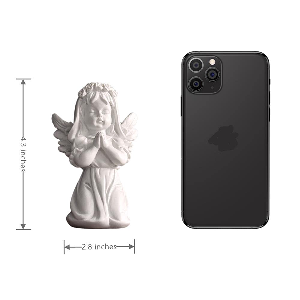 Mini Angel Statue Shelf Decor - White Resin Figurine for Home, Living Room, Bedroom - Perfect Gift for Women, Housewarming & Spiritual Decor