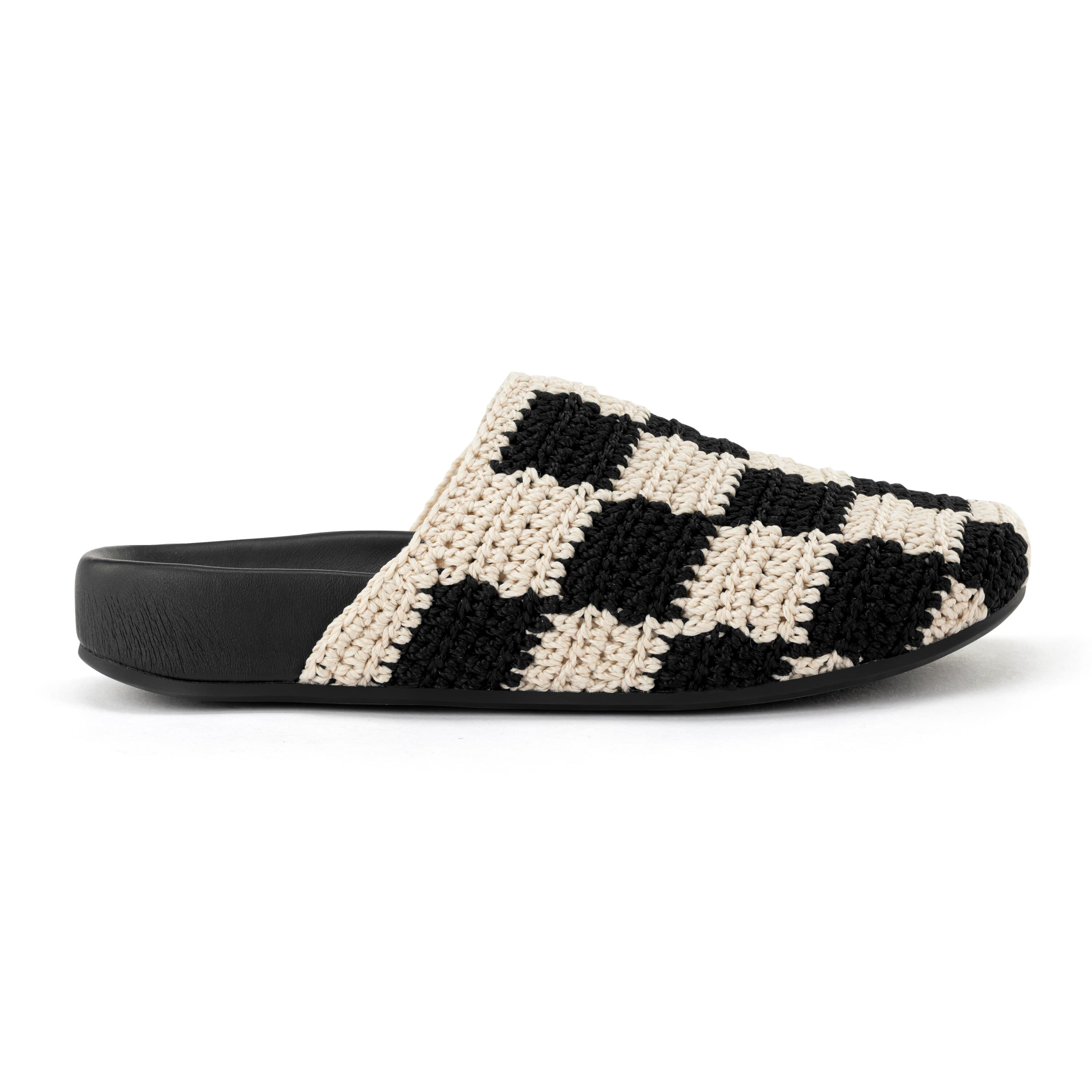 Bolinas Clog Kids Hand Crochet Black Check - Comfortable & Stylish Handmade Crochet Clogs for Toddlers & Children - Perfect for Indoor Play, Beach & Summer Outfits