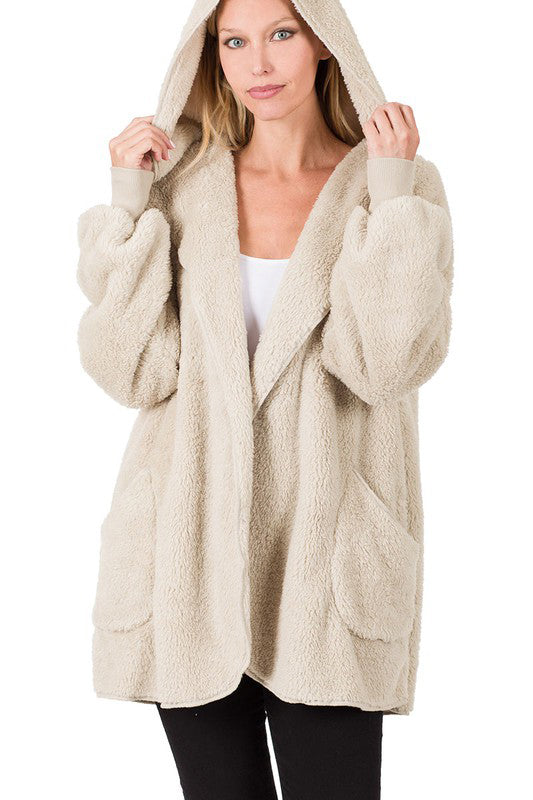 Ultra Soft Faux Fur Hooded Sweater with Pockets - Cozy Winter Pullover for Women, Warm Fleece-Lined Hoodie for Outdoor Activities and Lounge Wear